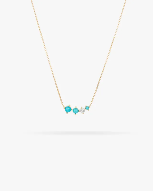 Graduated Turquoise & Diamond Curve Necklace sold by Clare Vivier
