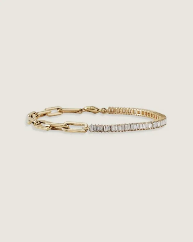 Serena Baguette Tennis Link Bracelet Diamond sold by Clare Vivier