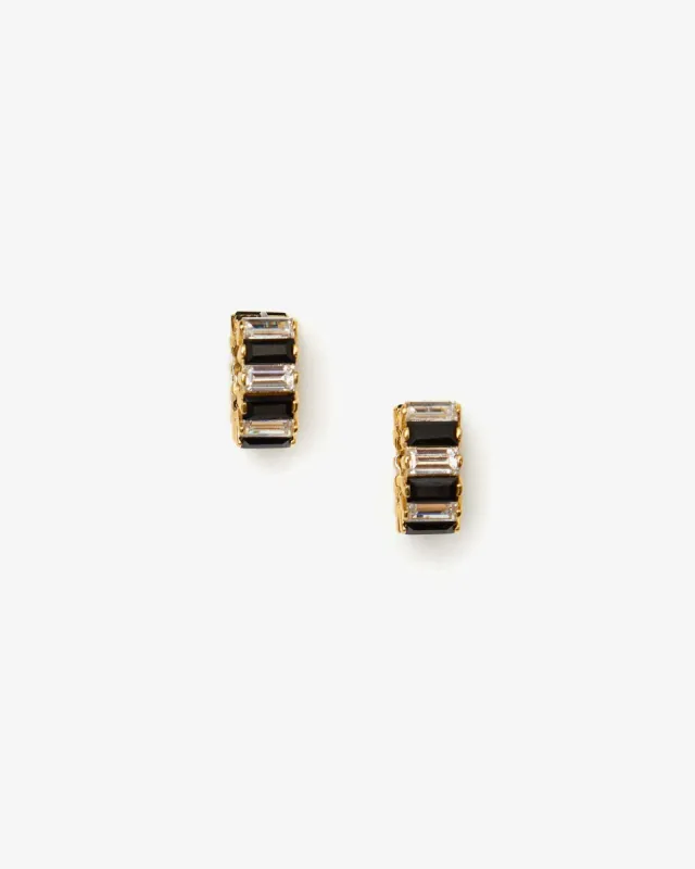 Baguette Checker Huggie Earrings made by Clare Vivier