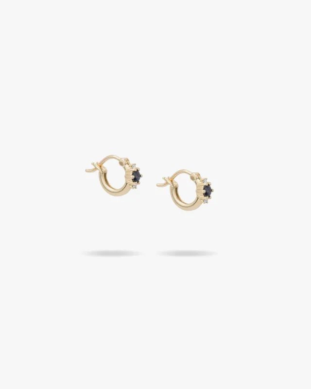 Sapphire & Diamond Trio Huggie Hoops sold by Clare Vivier
