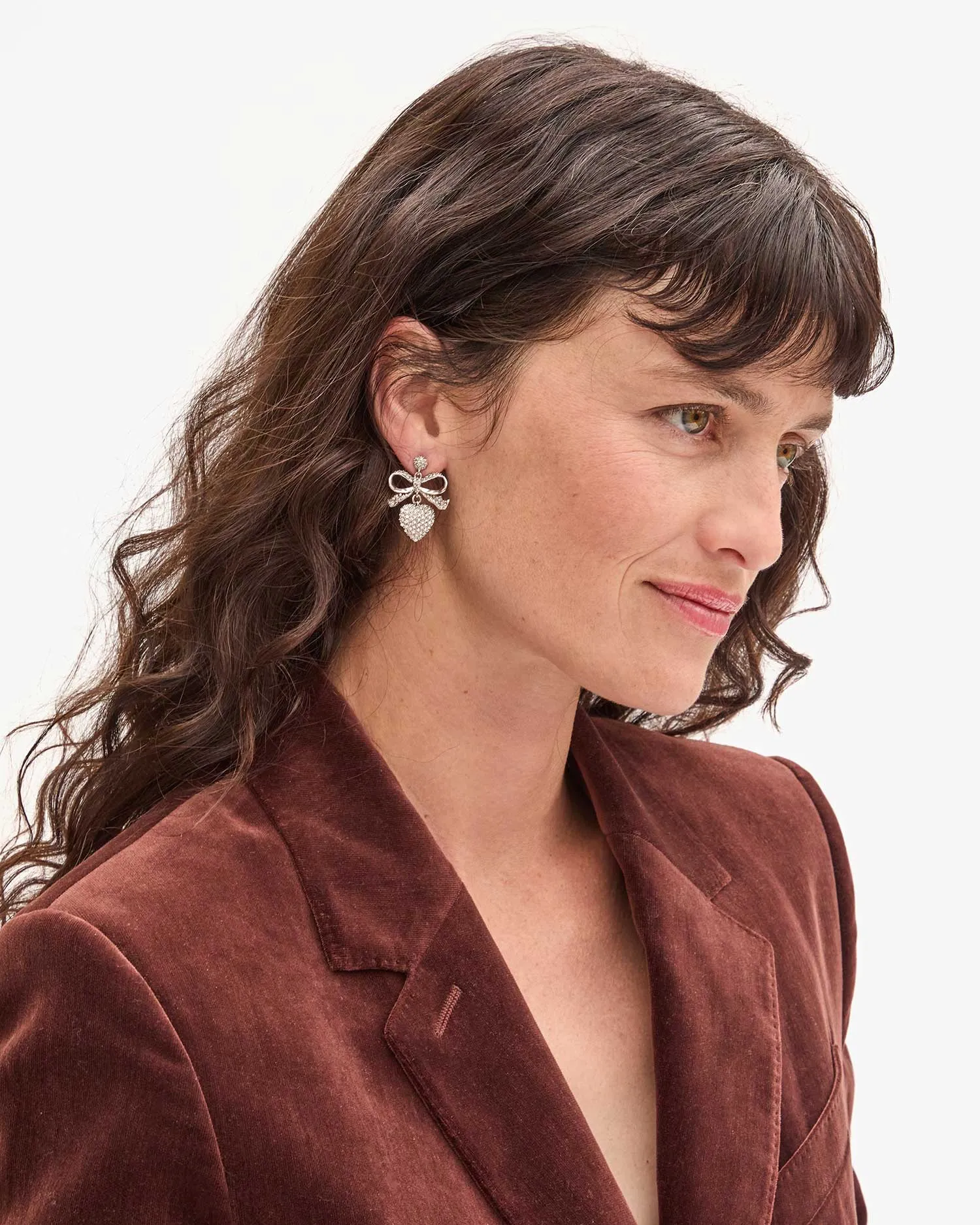 Petit Heart Drop Pavé Earrings sold by Clare Vivier product image thumbnail 2