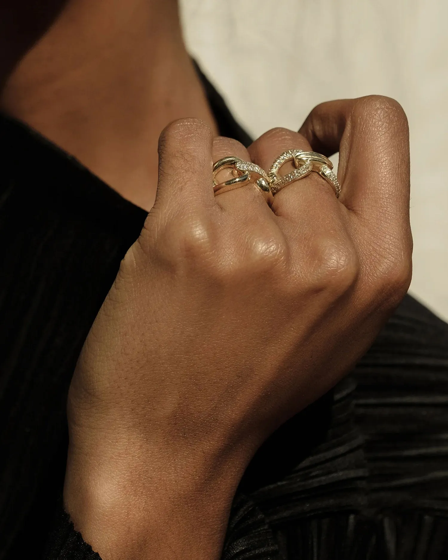 Link Column Ring w/ Center Diamonds sold by Clare Vivier product image thumbnail 2