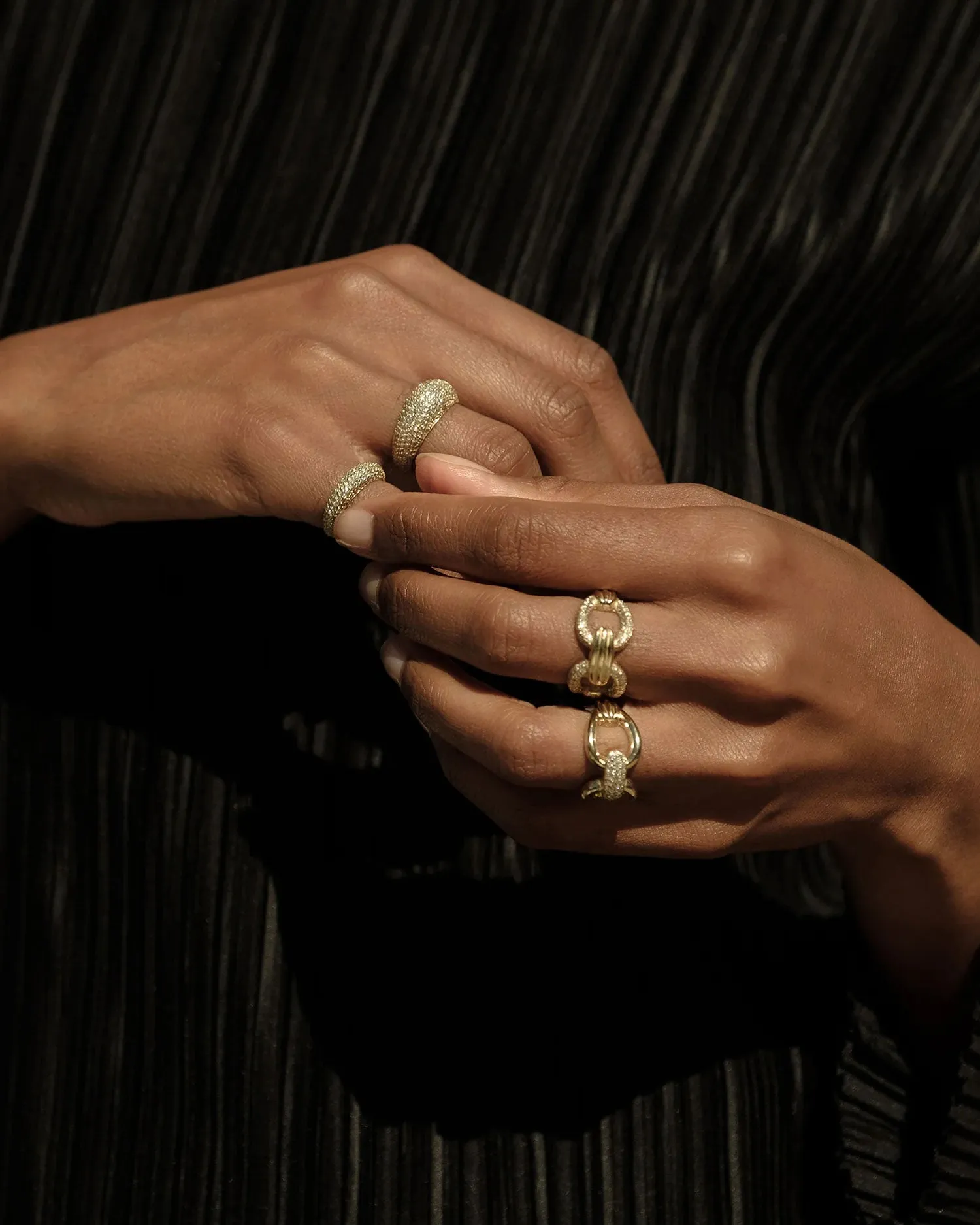 Link Column Ring w/ Center Diamonds sold by Clare Vivier product image thumbnail 3