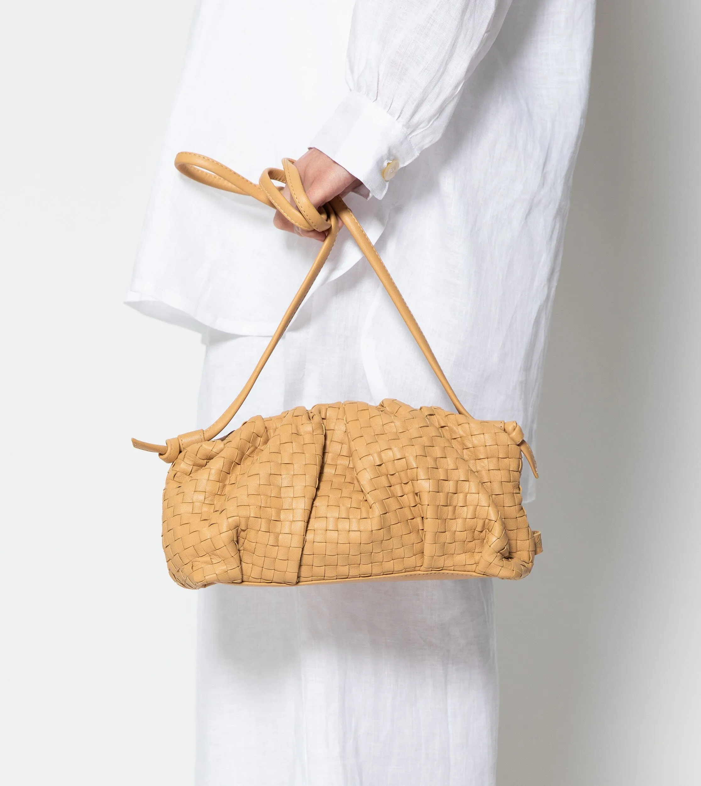 Gigi Woven Crossbody | Dark Tan sold by Cleobella