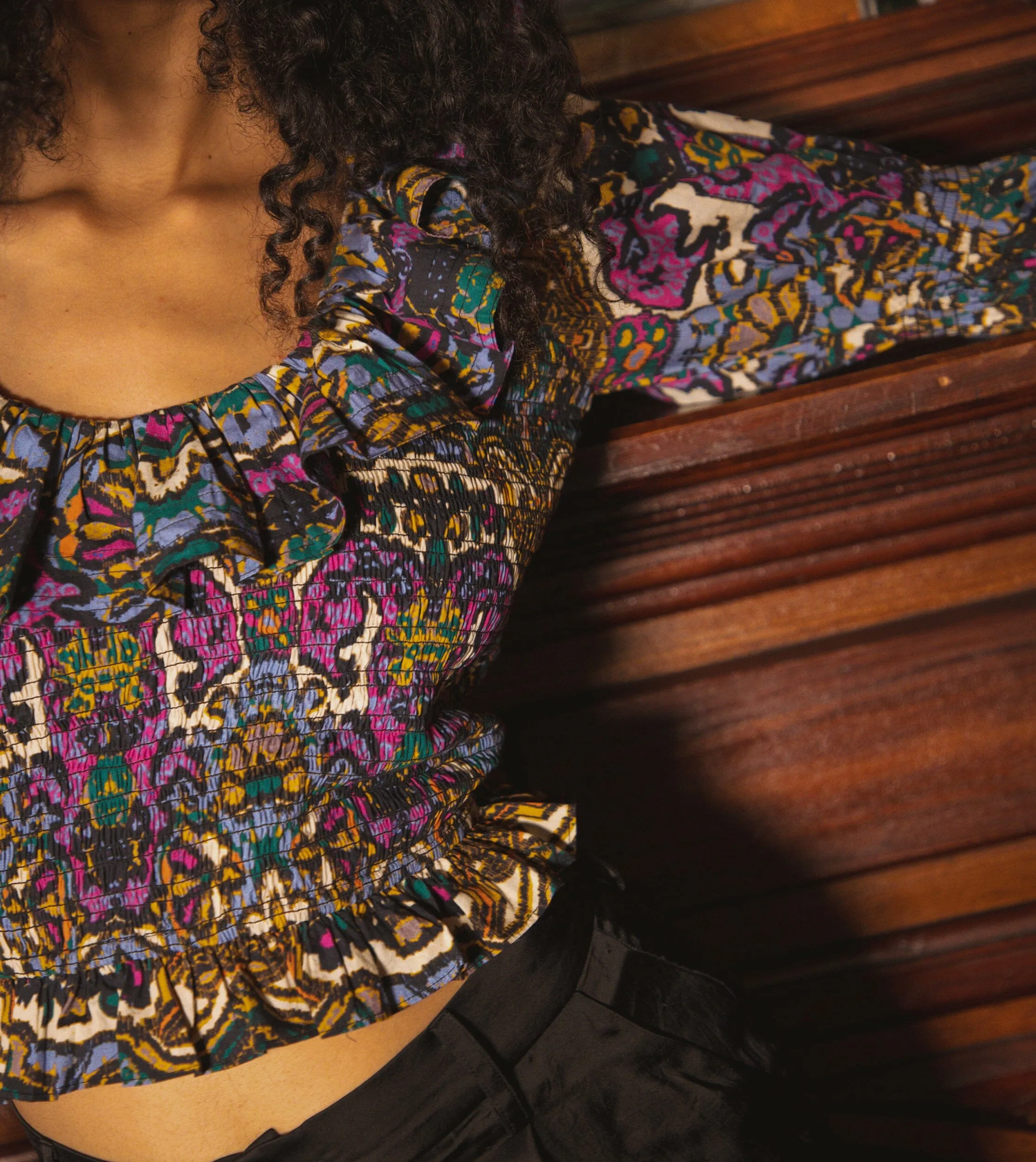 Carmilla Blouse | Mosaic Ikat sold by Cleobella product image thumbnail 2