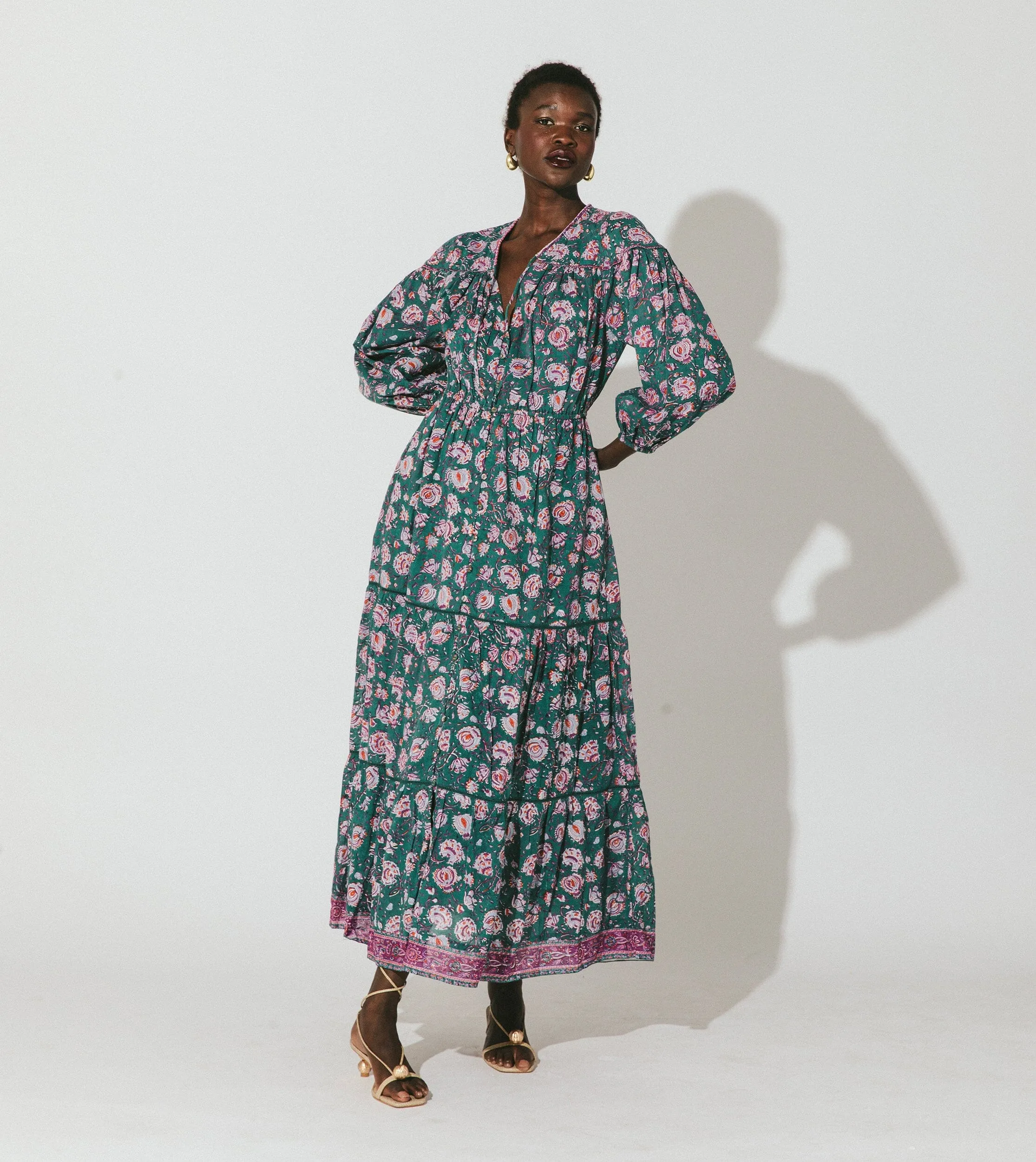 Grace Ankle Dress | Jade Floral sold by Cleobella