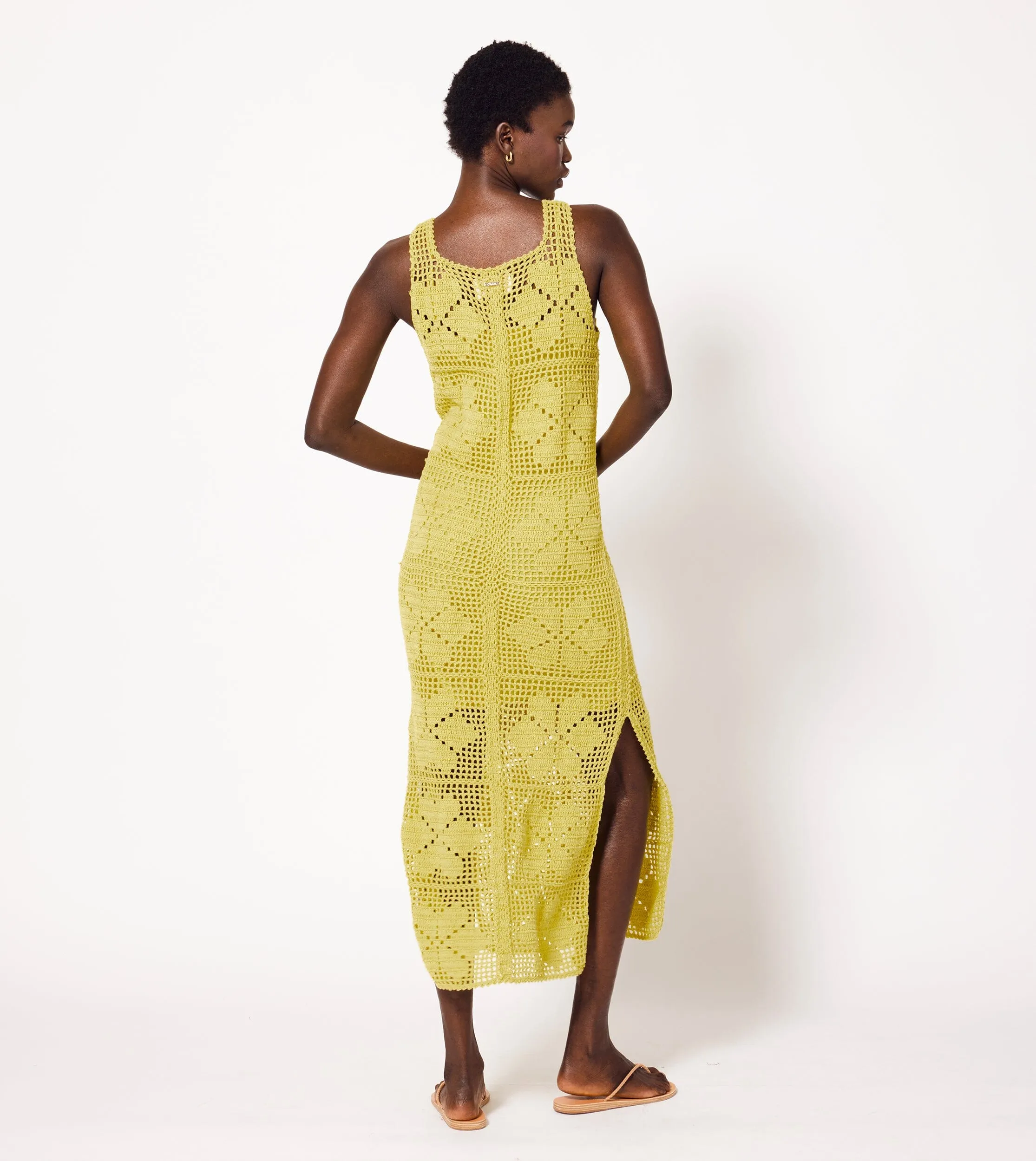 Joy Crochet Ankle Dress | Yellow sold by Cleobella product image thumbnail 3