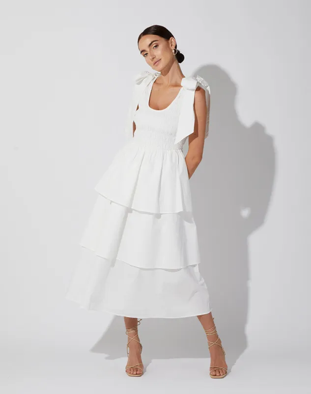 Kaiya Midi Dress | White sold by Cleobella