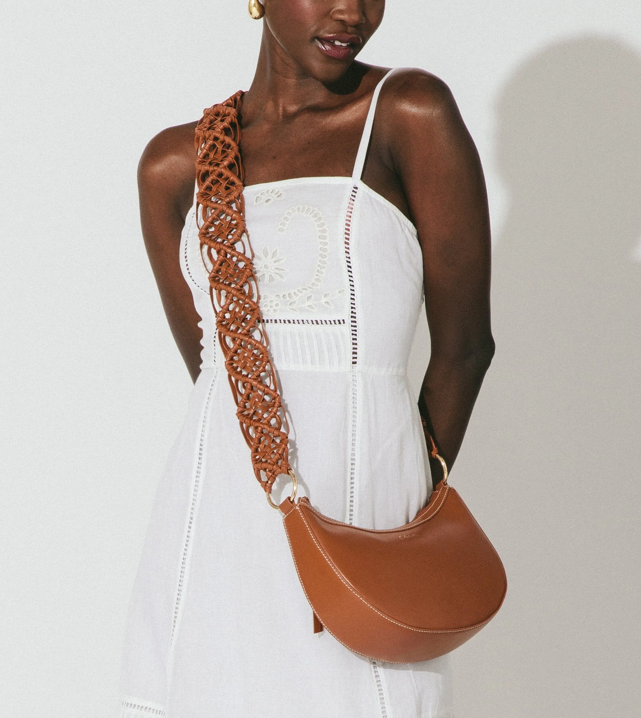 Lorelei Macrame Strap Crossbody | Brown sold by Cleobella