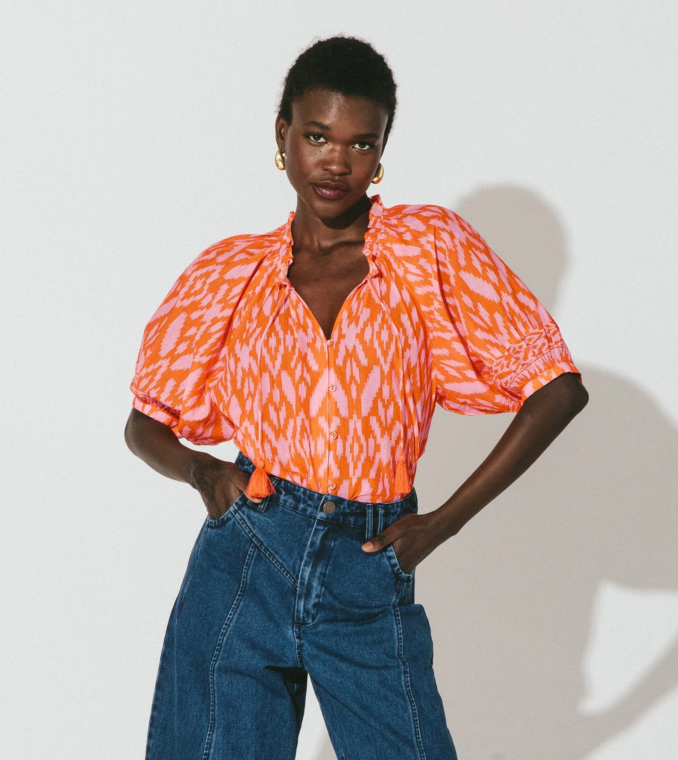 Malinda Blouse | Jaipur Ikat sold by Cleobella