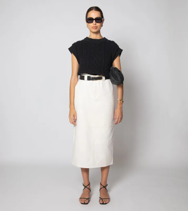 Backus Midi Skirt | Dark Ivory sold by Cleobella