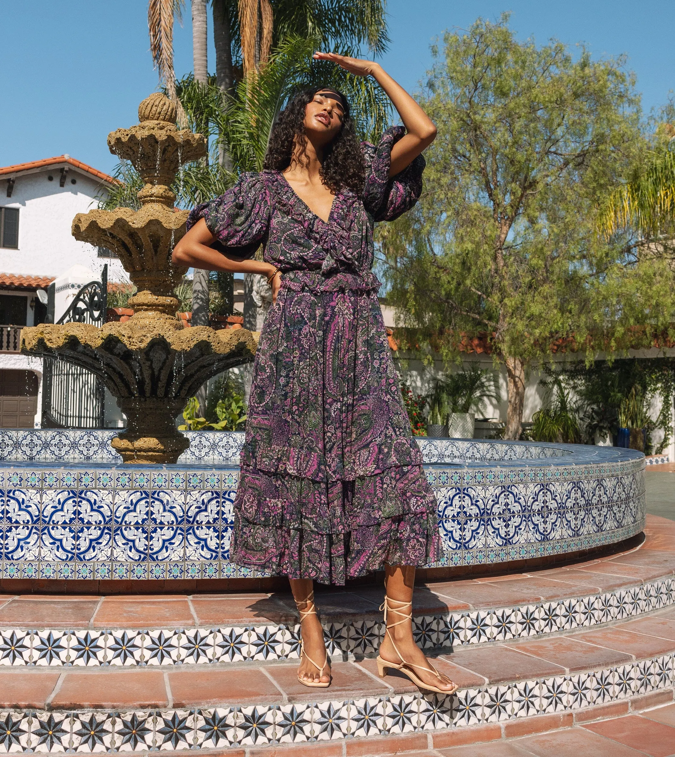 Callista Midi Dress | Caymen Paisley Purple sold by Cleobella product image thumbnail 5