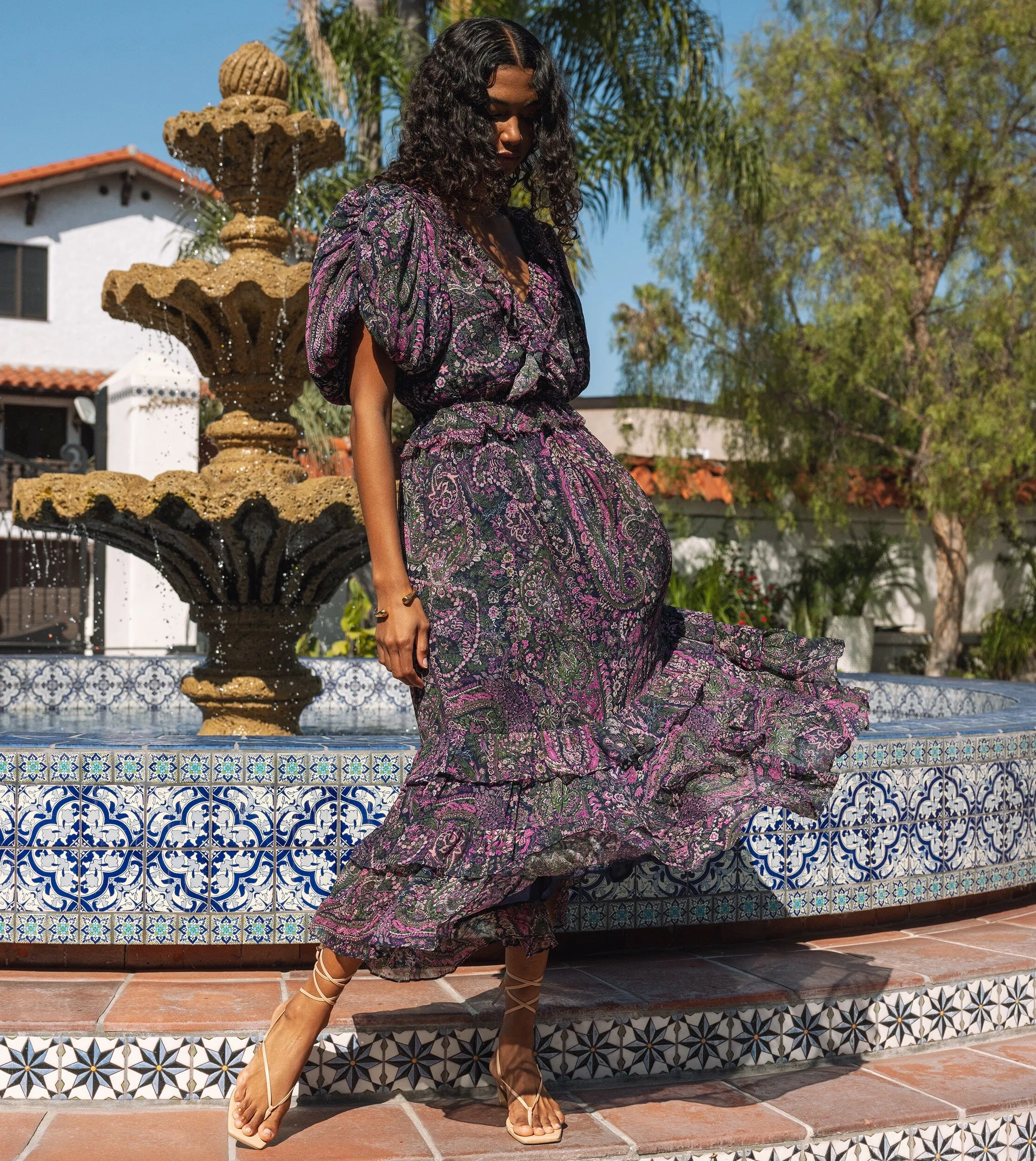 Callista Midi Dress | Caymen Paisley Purple sold by Cleobella product image thumbnail 2