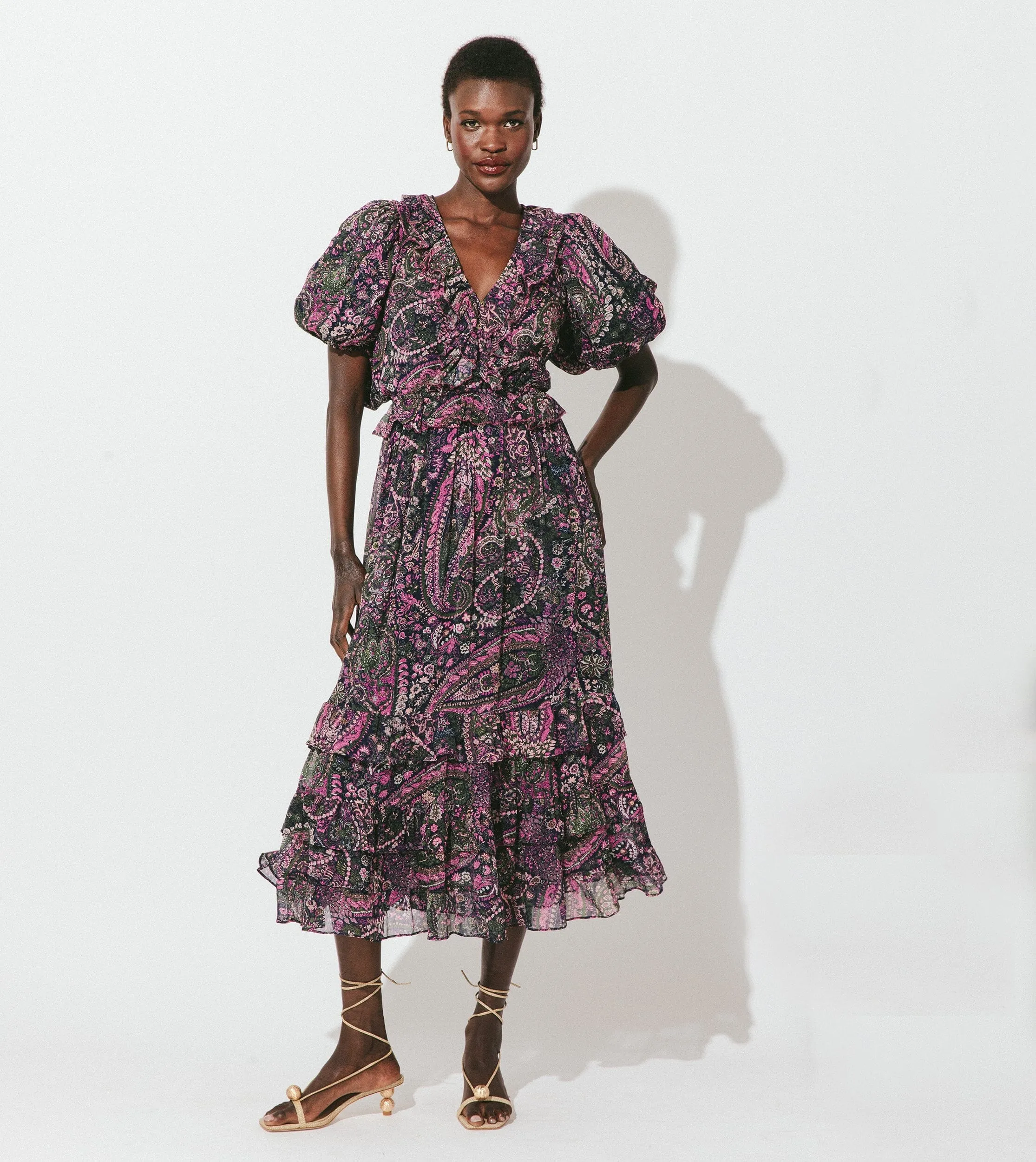 Callista Midi Dress | Caymen Paisley Purple sold by Cleobella product image thumbnail 3