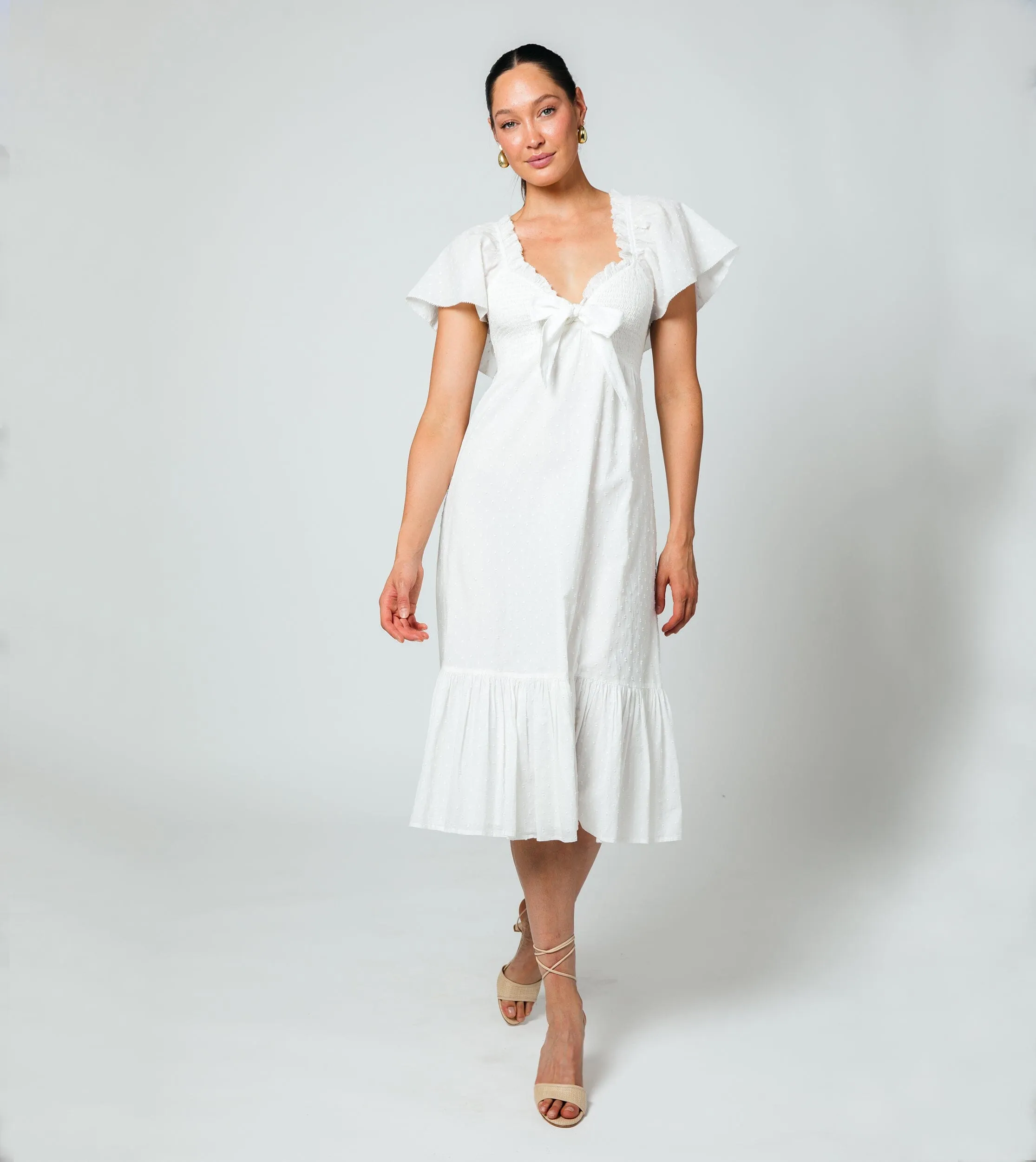 Ashlyn Midi Dress | Ivory sold by Cleobella
