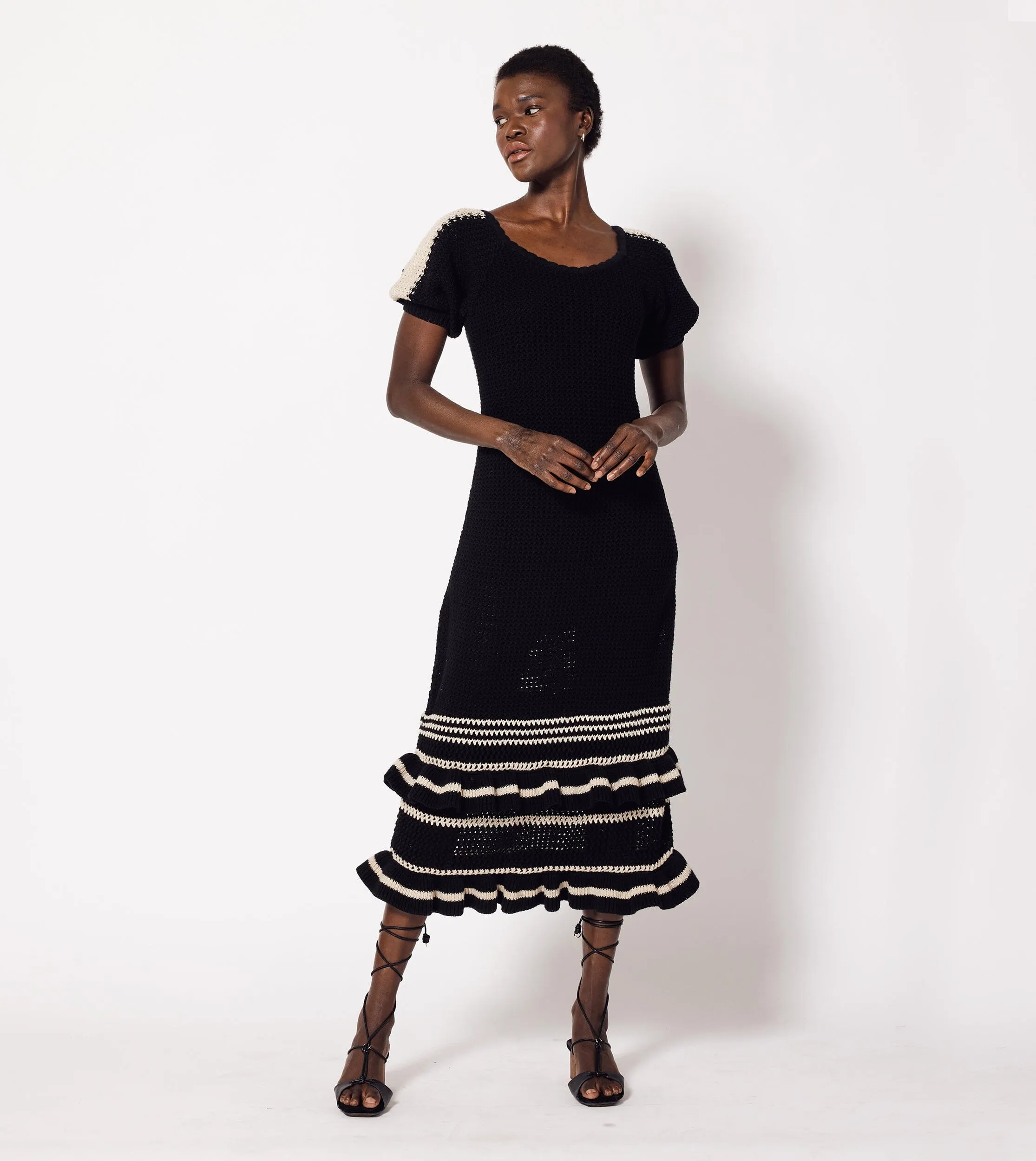 Louisa Crochet Midi Dress | Black / Ivory sold by Cleobella product image thumbnail 2