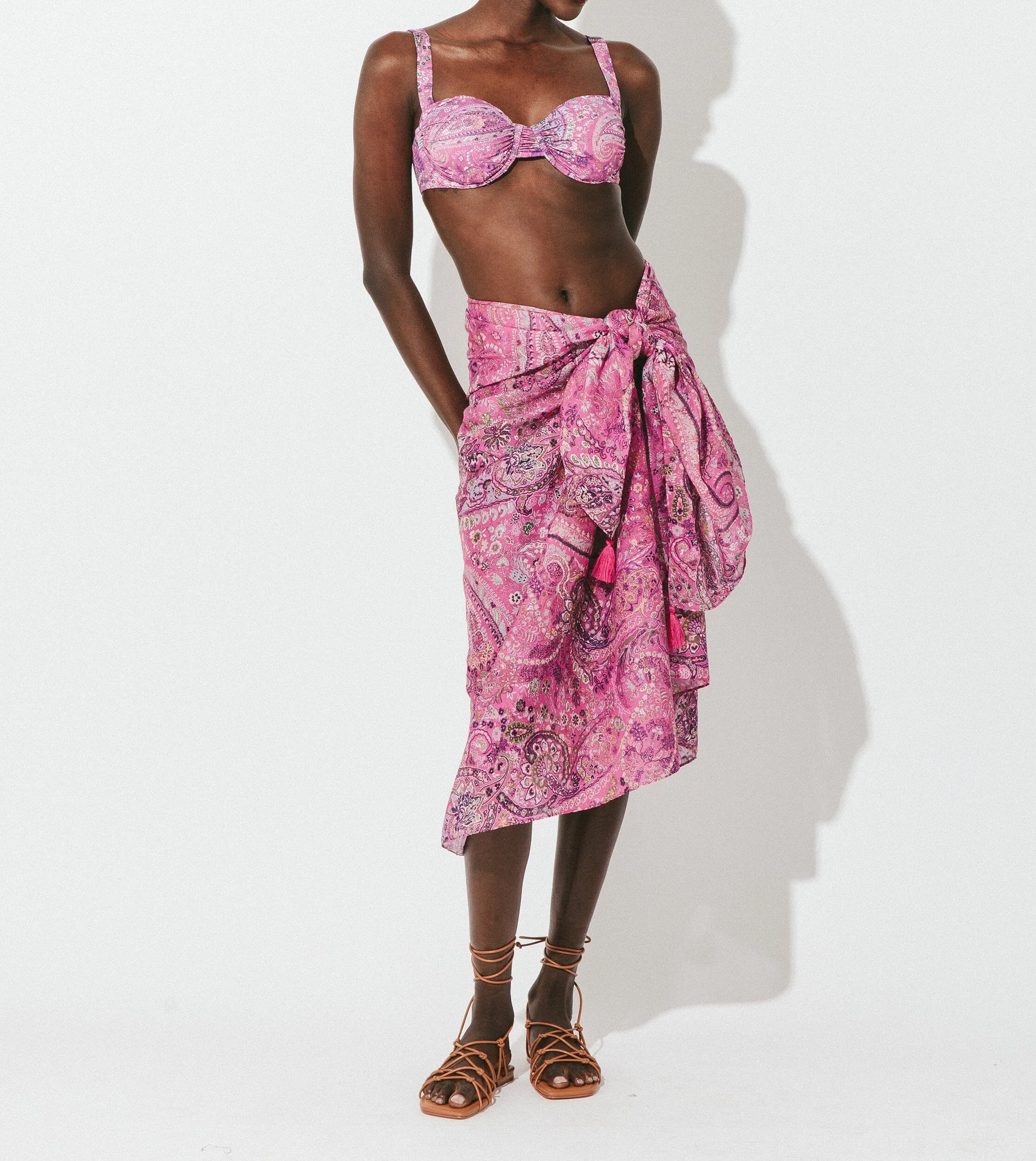 Sarong | Caymen Paisley Pink sold by Cleobella product image thumbnail 2