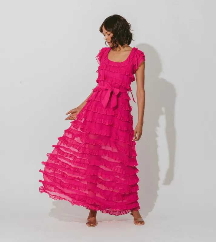 Milana Ankle Dress | Magenta made by Cleobella