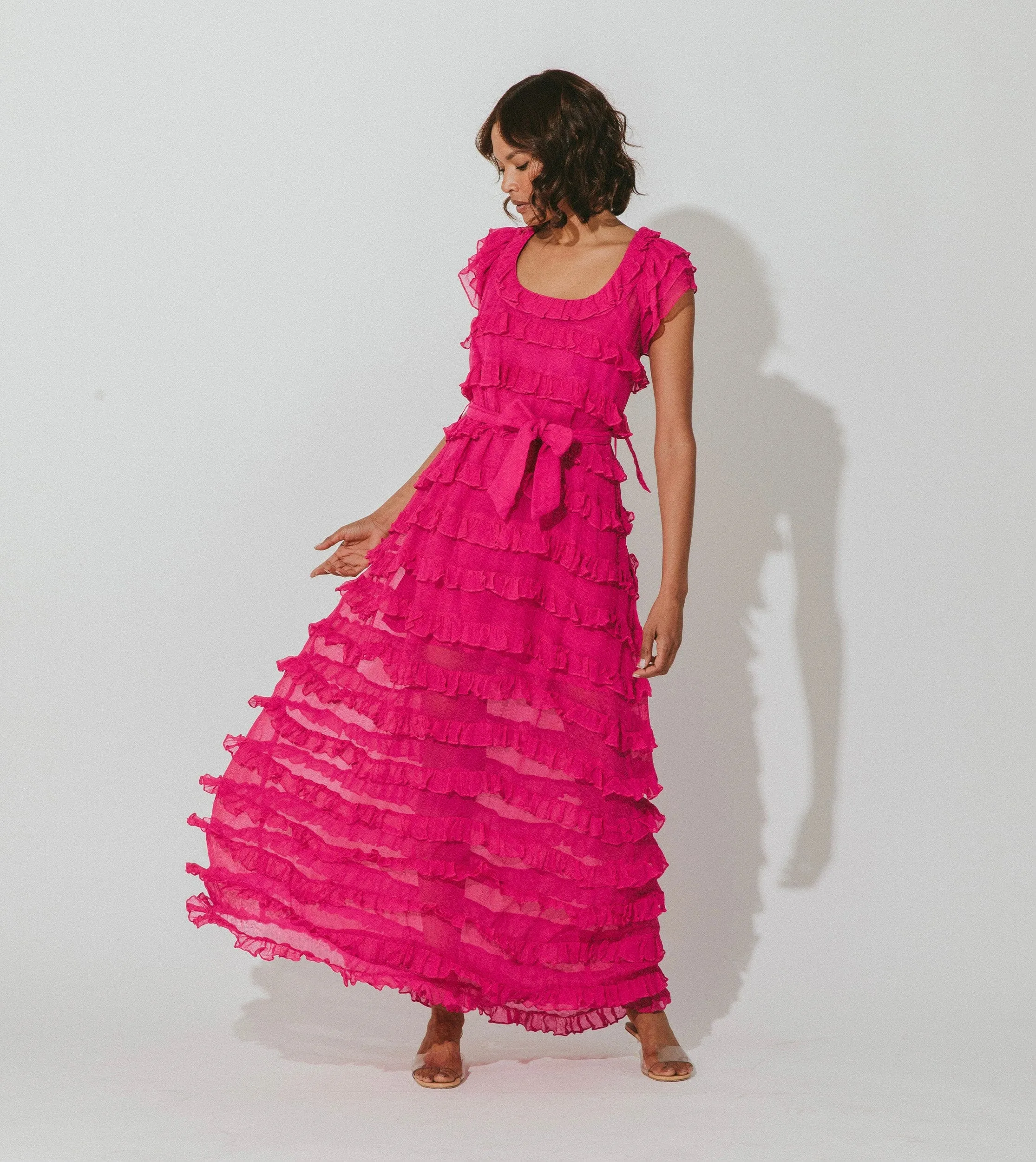 Milana Ankle Dress | Magenta sold by Cleobella