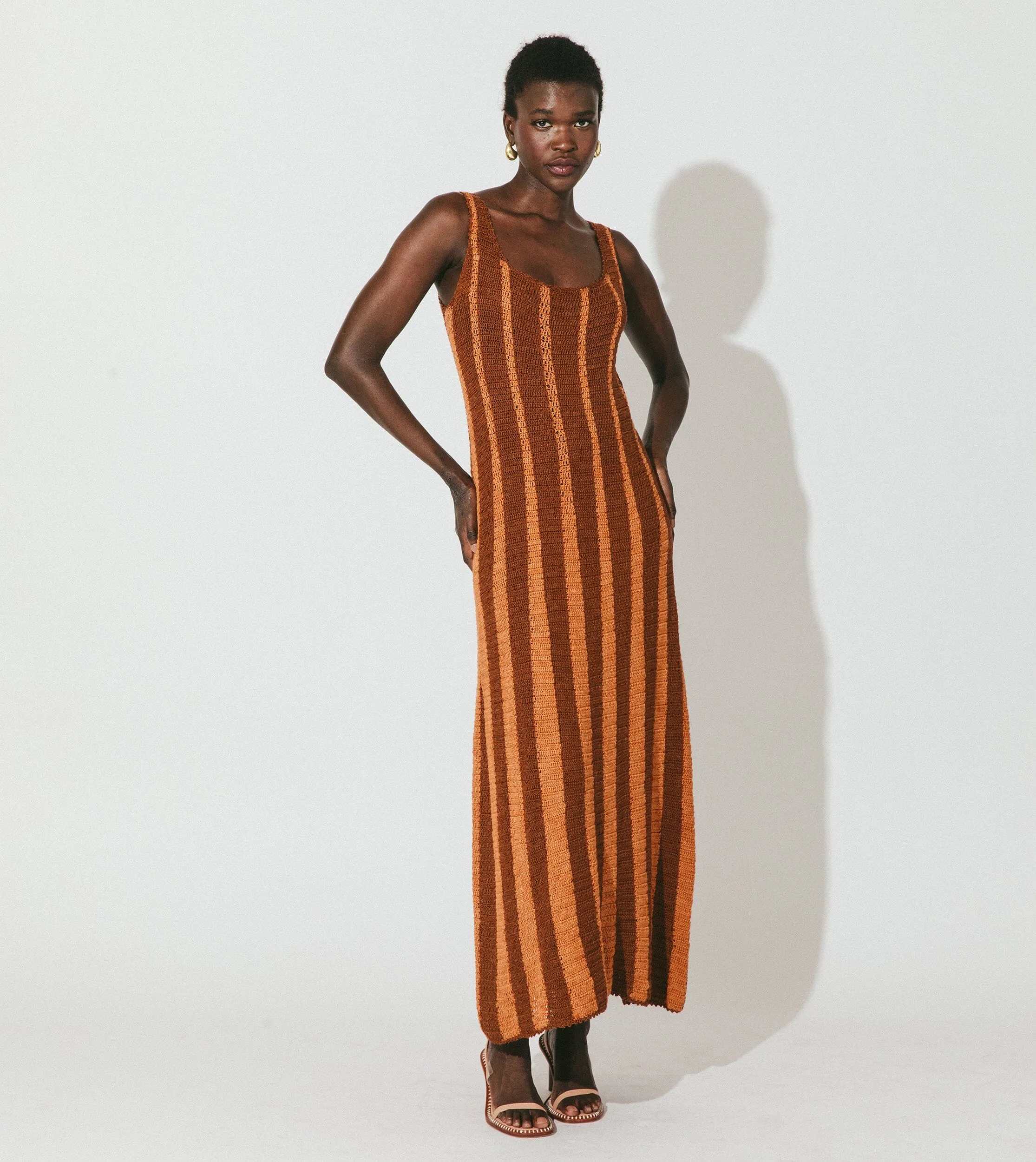 Ginger Hand Crochet Midi Dress | Terracotta Multi sold by Cleobella
