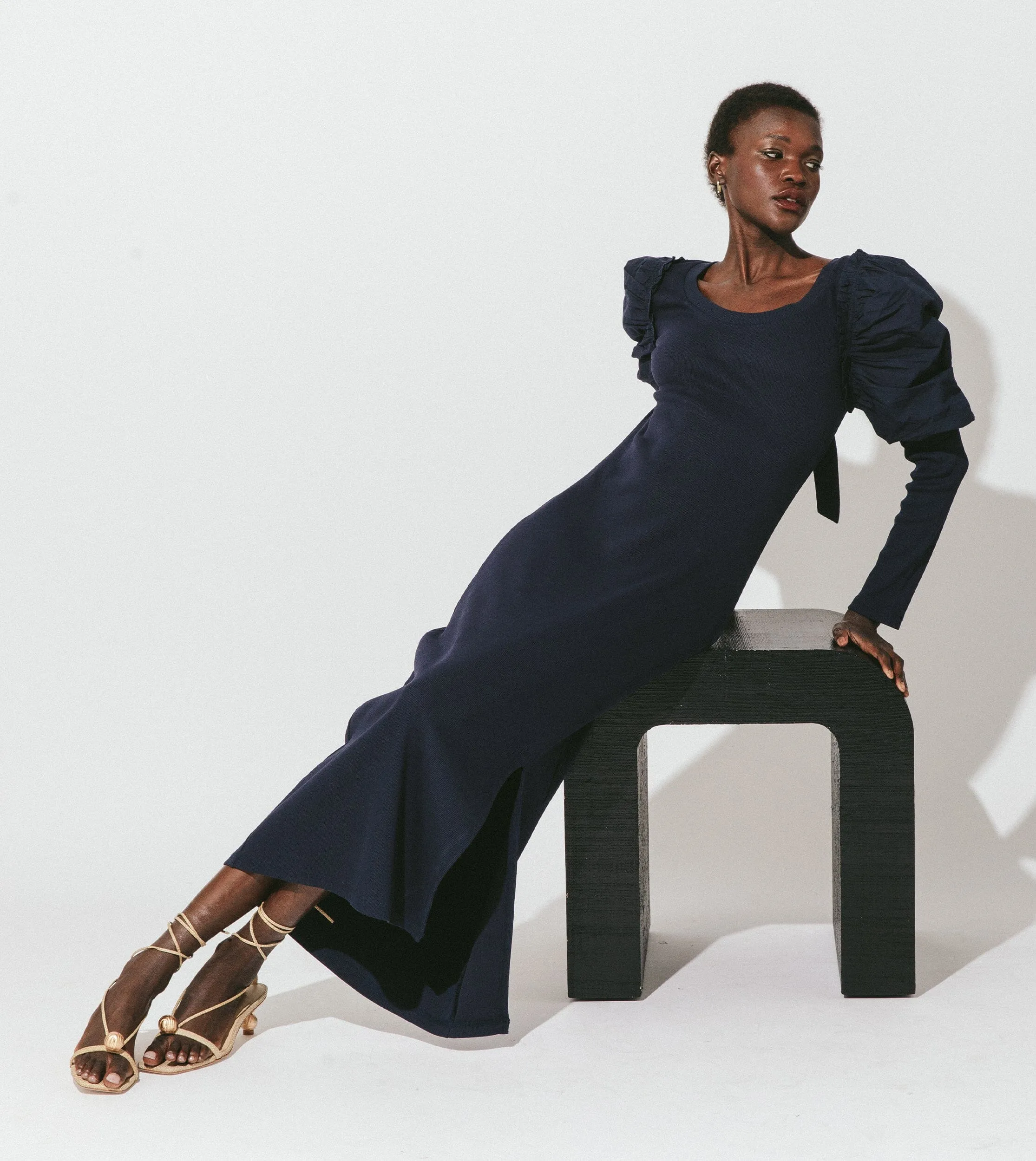 Sandra Midi Dress | Navy sold by Cleobella product image thumbnail 3