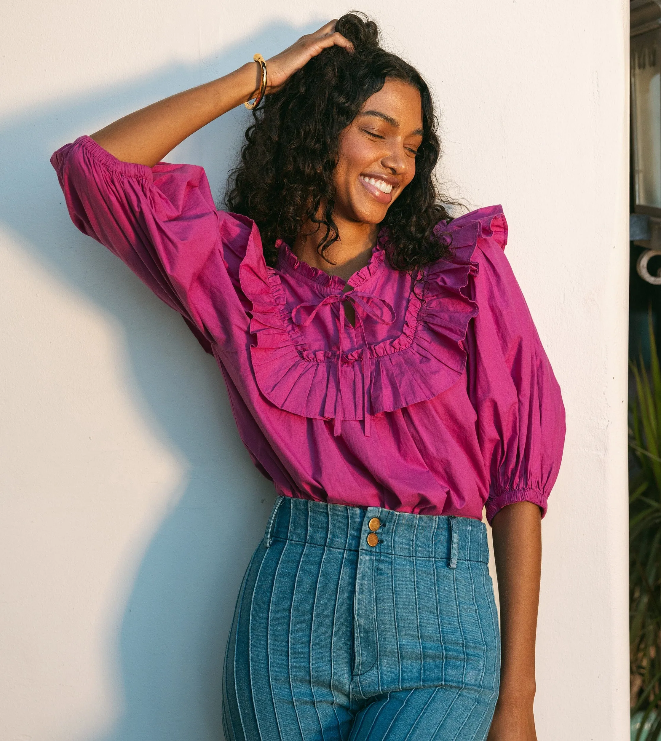 Janet Blouse | Bright Pink sold by Cleobella product image thumbnail 4