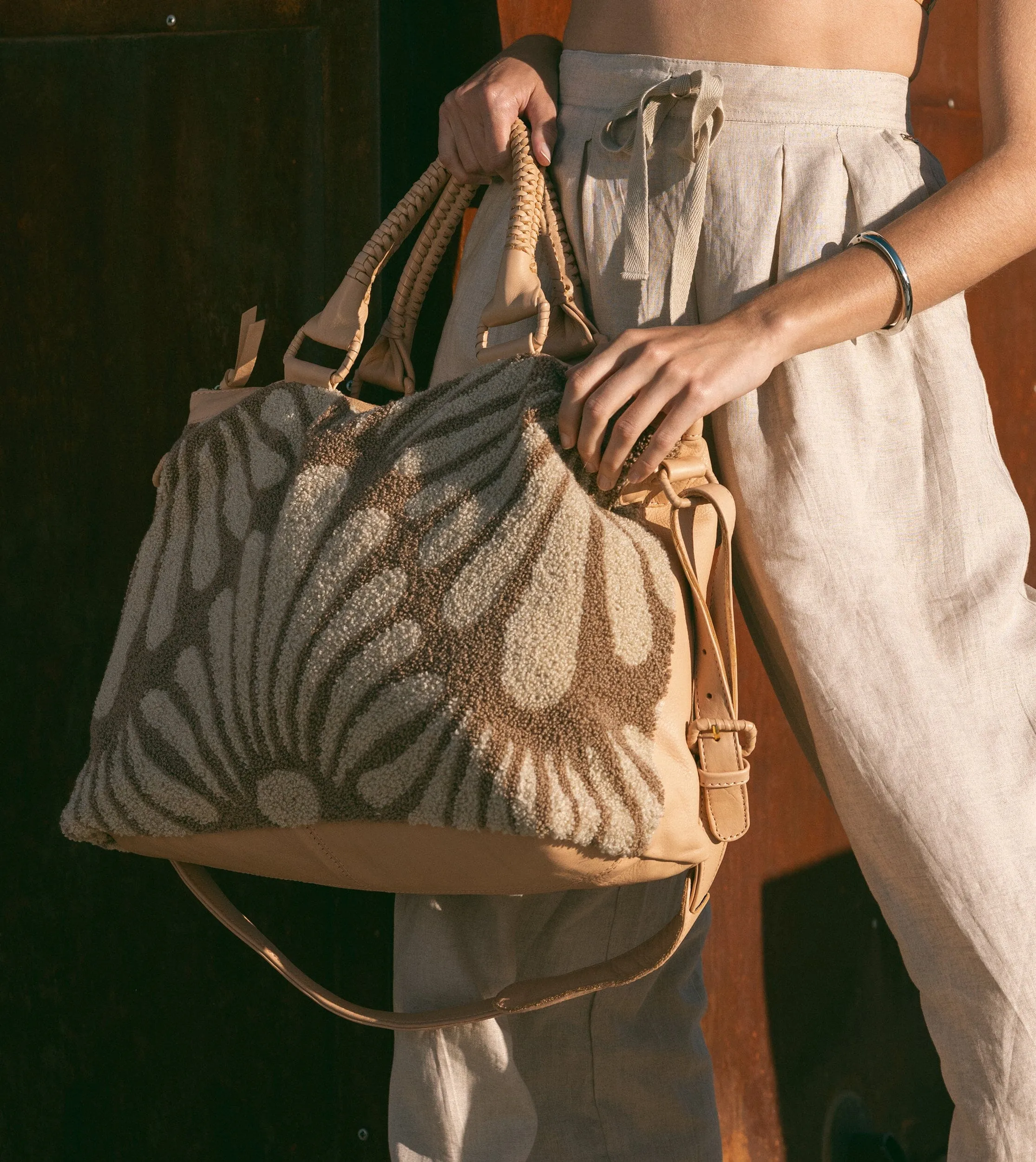 Abstract Floral Weekender | Tan sold by Cleobella product image thumbnail 4