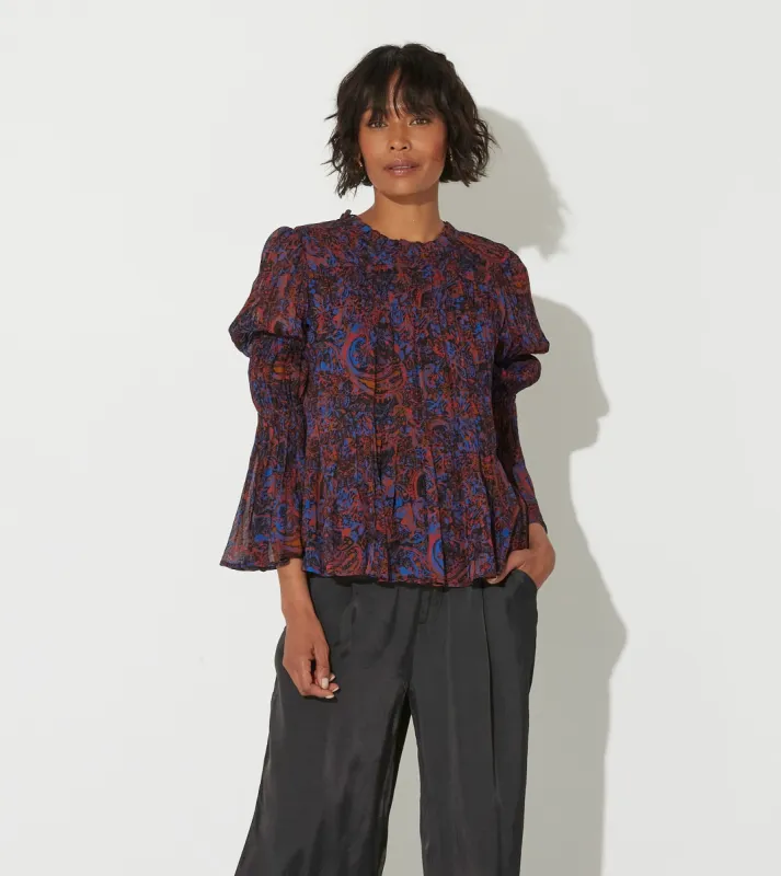 Ines Blouse | Retrograde Paisley sold by Cleobella