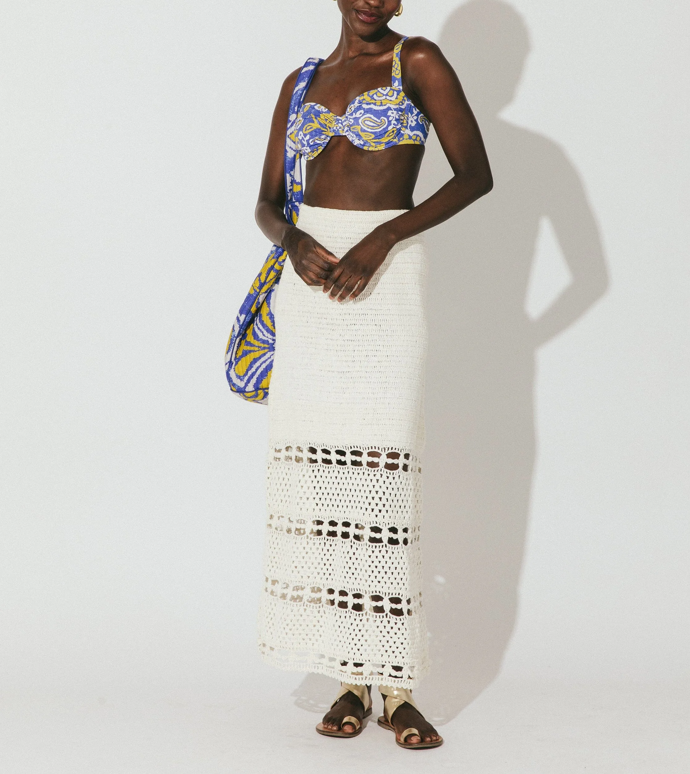 Adela Hand Crochet Midi Skirt | Ivory sold by Cleobella product image thumbnail 4