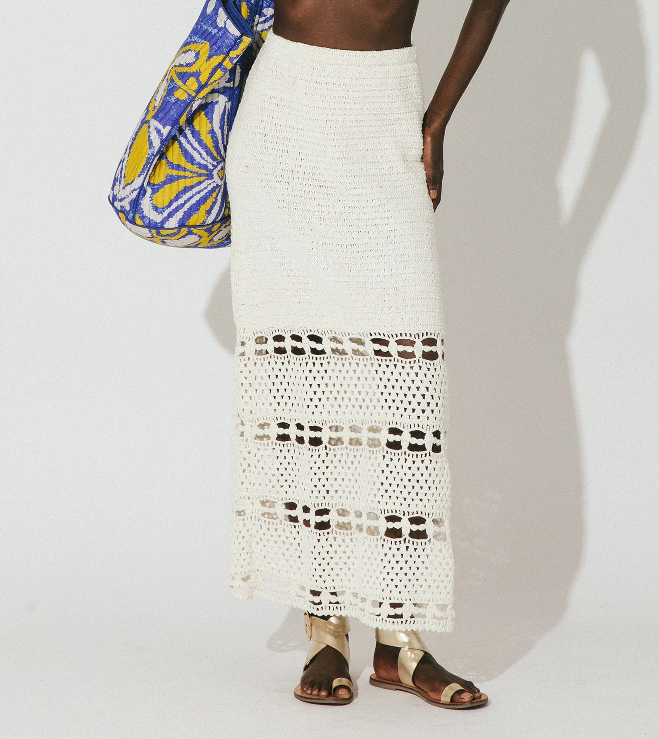 Adela Hand Crochet Midi Skirt | Ivory sold by Cleobella product image thumbnail 3