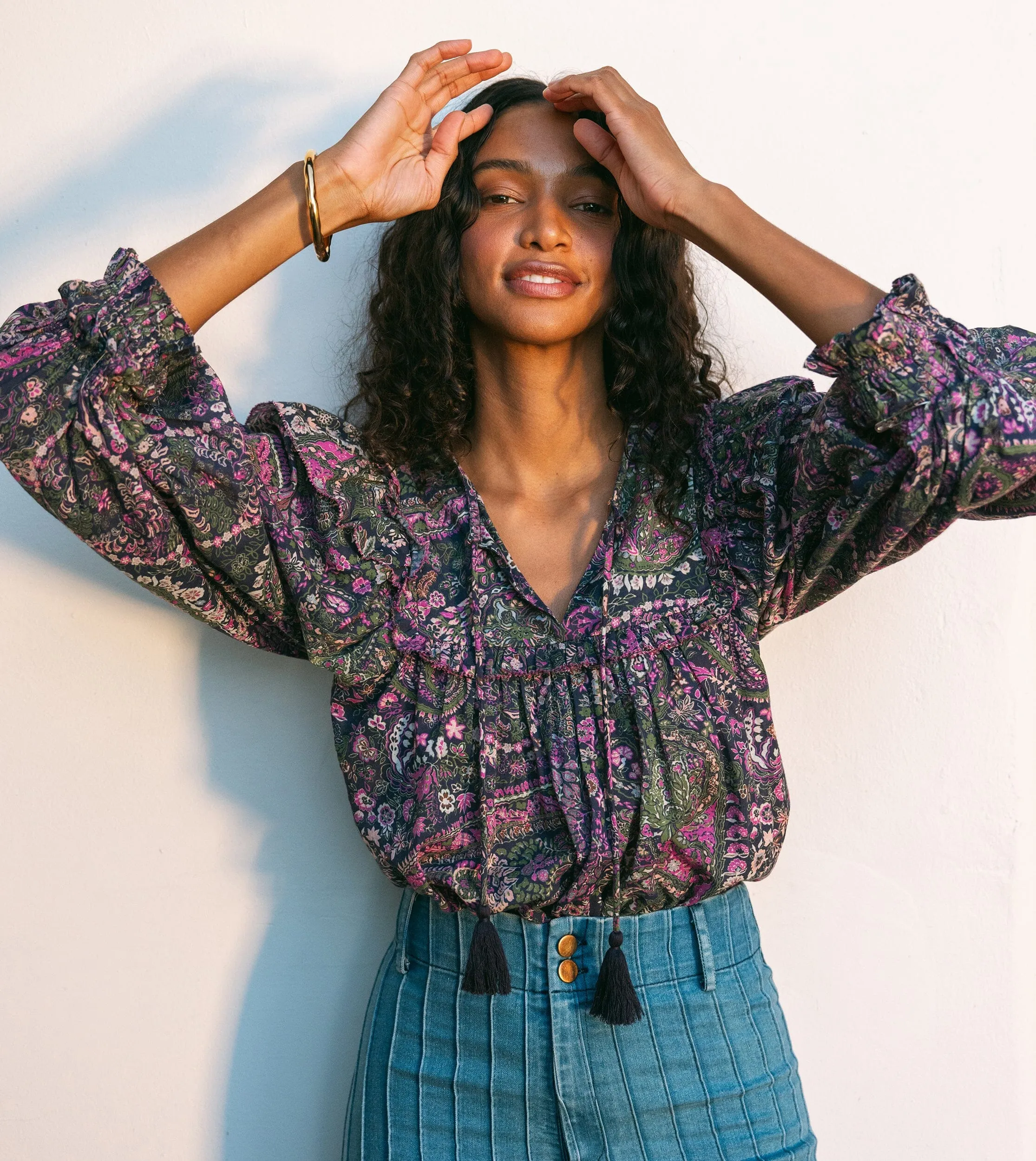 Ainsley Top | Caymen Paisley Purple sold by Cleobella product image thumbnail 2