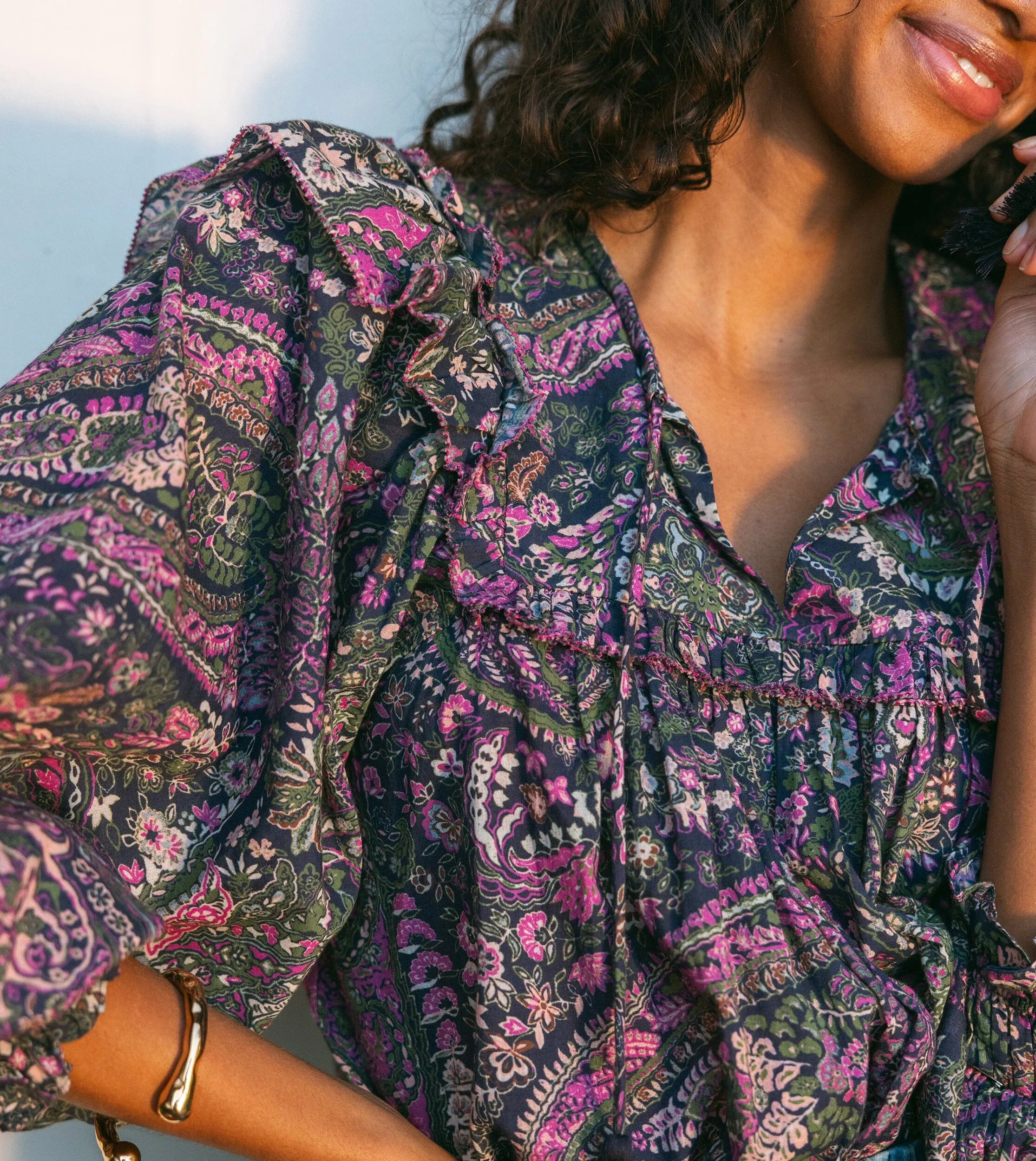 Ainsley Top | Caymen Paisley Purple sold by Cleobella product image thumbnail 5