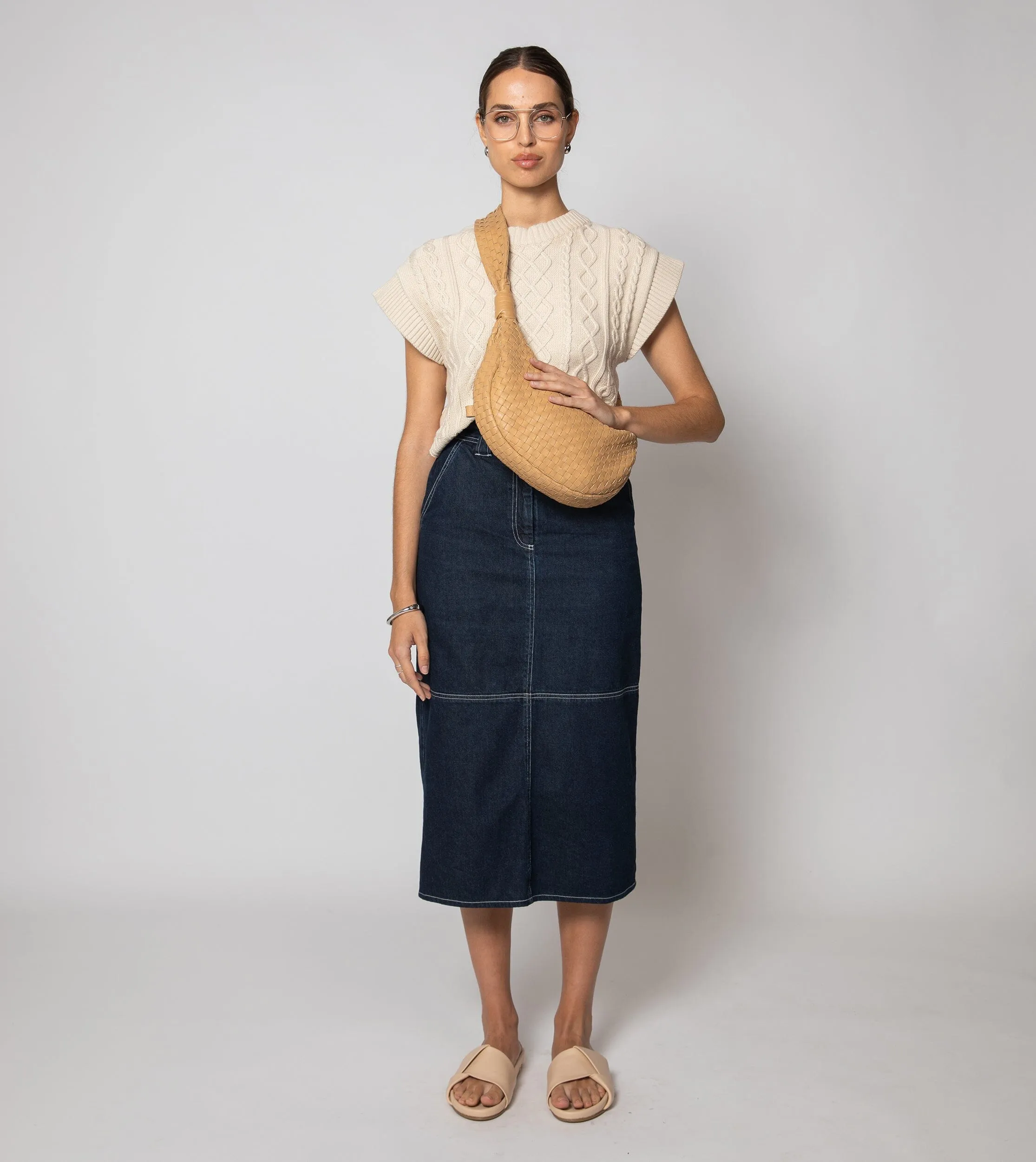 Gigi Cropped Sweater Vest | Cream sold by Cleobella