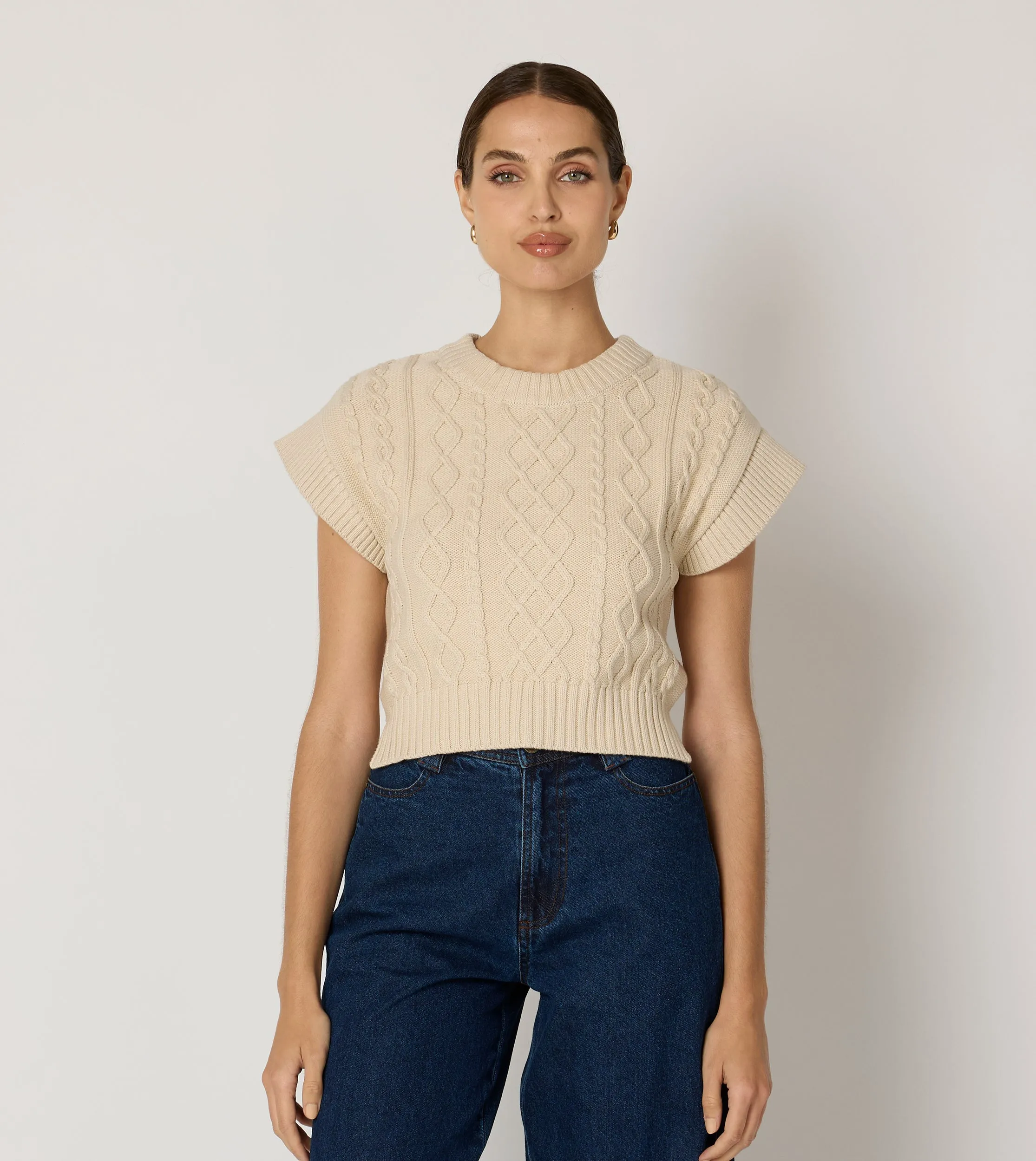Gigi Cropped Sweater Vest | Cream sold by Cleobella product image thumbnail 2