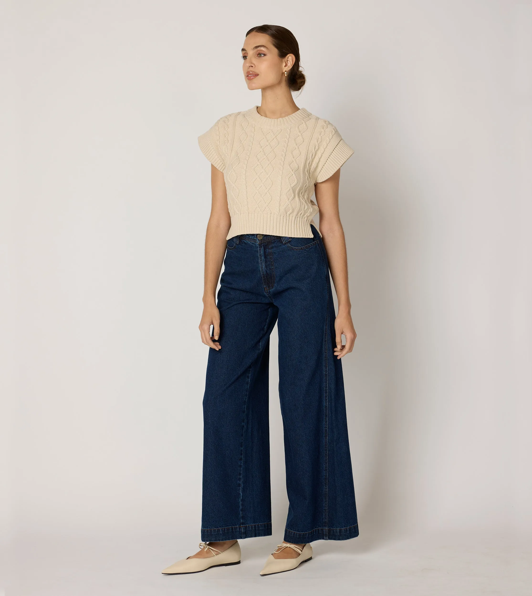 Gigi Cropped Sweater Vest | Cream sold by Cleobella product image thumbnail 3