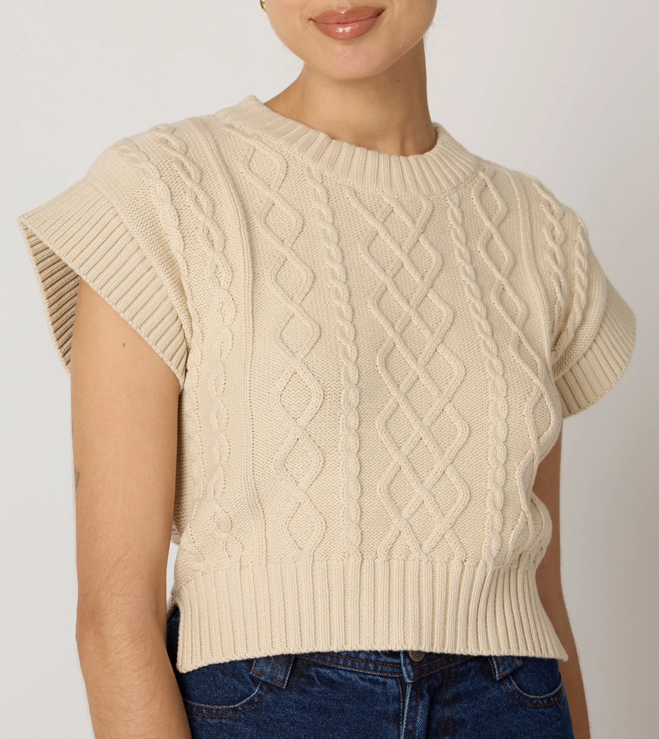 Gigi Cropped Sweater Vest | Cream sold by Cleobella product image thumbnail 4