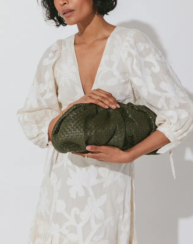 Gigi Woven Clutch | Olive sold by Cleobella