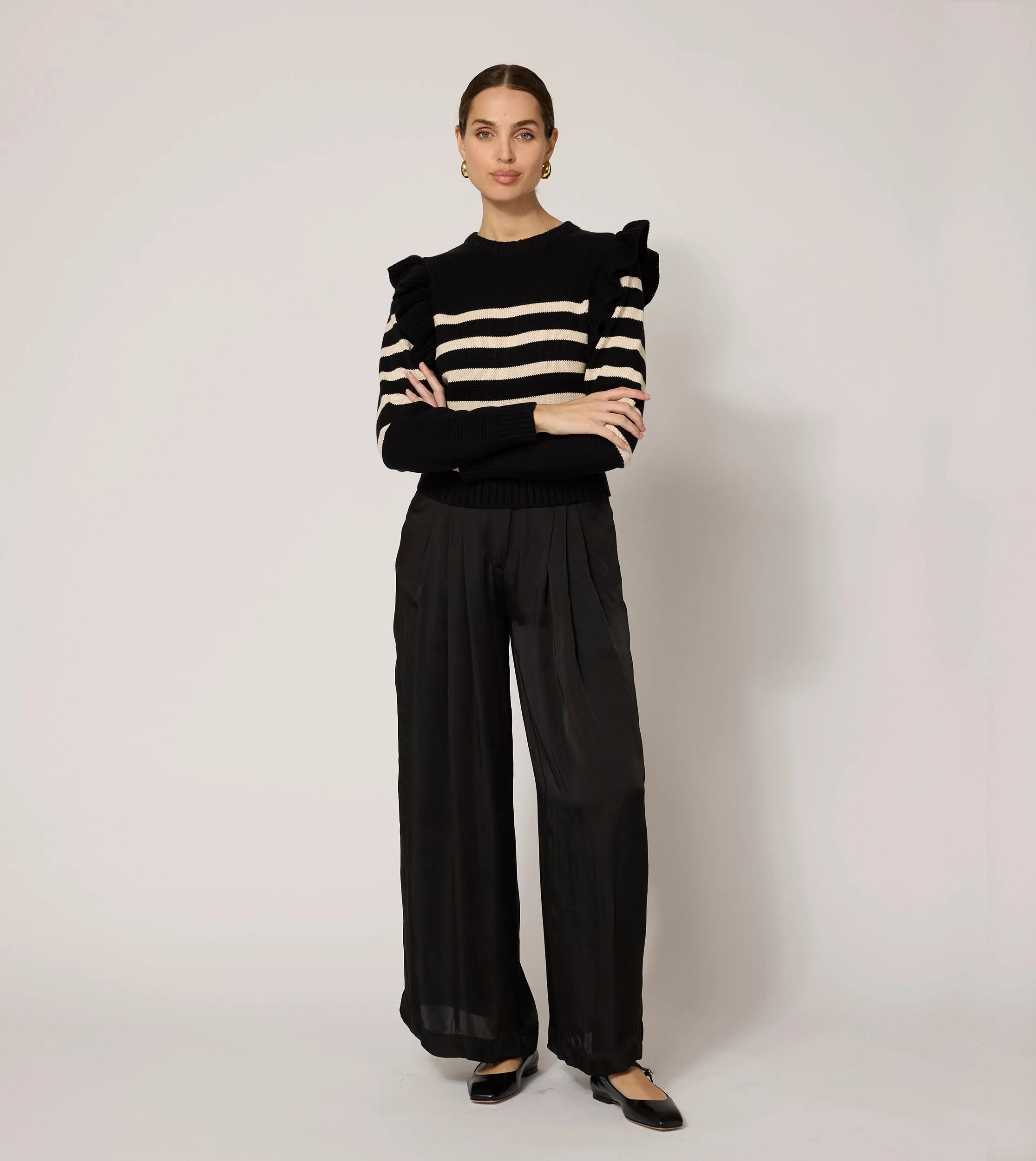 Blair Cropped Sweater | Black/Ivory sold by Cleobella product image thumbnail 4