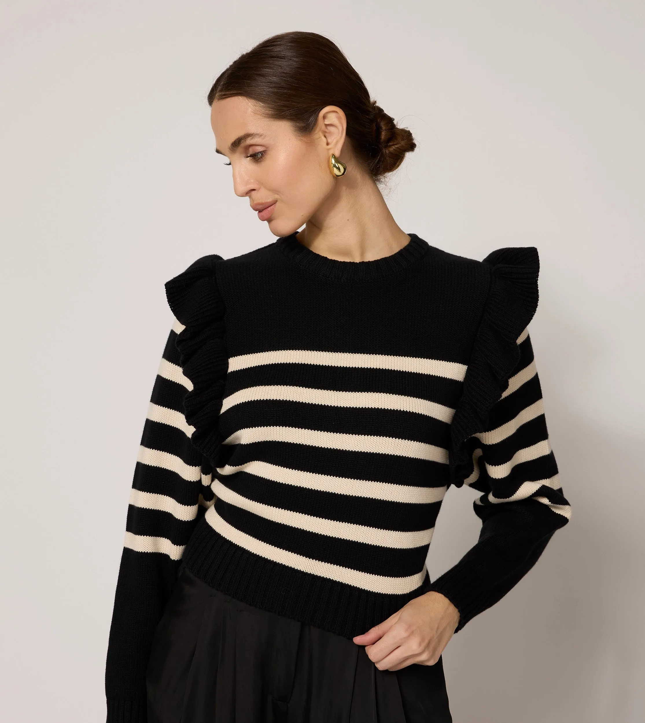 Blair Cropped Sweater | Black/Ivory sold by Cleobella product image thumbnail 3