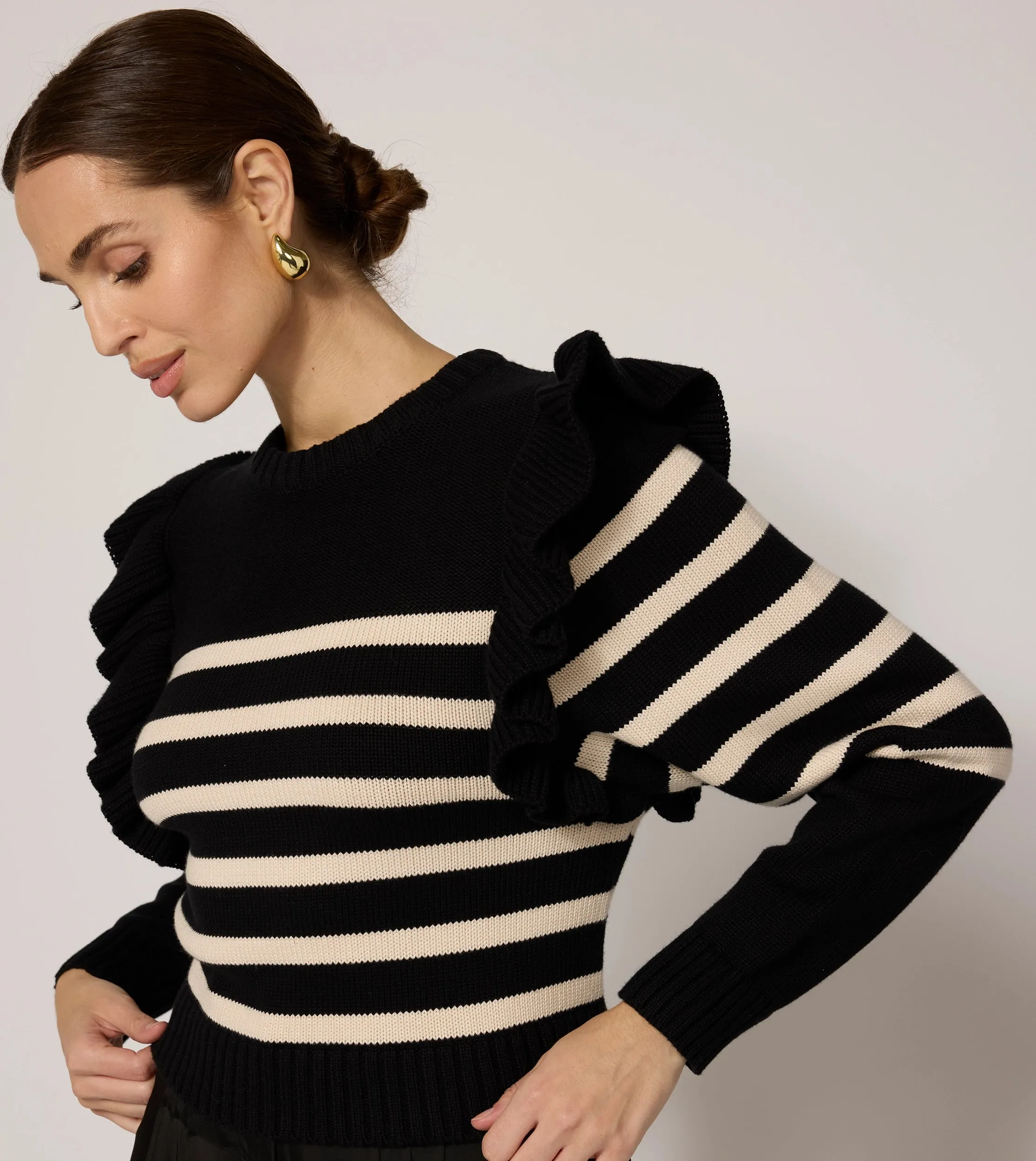 Blair Cropped Sweater | Black/Ivory sold by Cleobella product image thumbnail 5