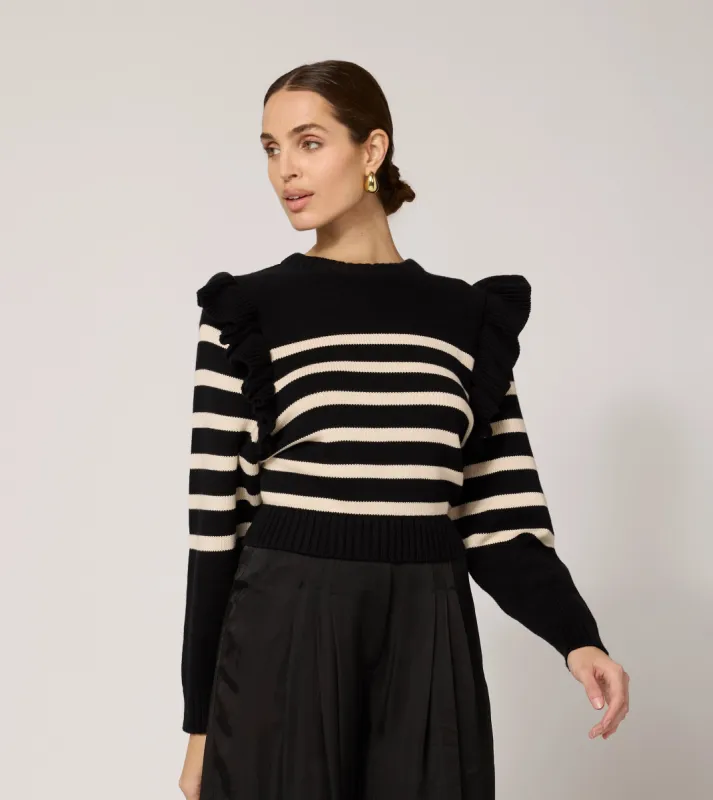 Blair Cropped Sweater | Black/Ivory made by Cleobella