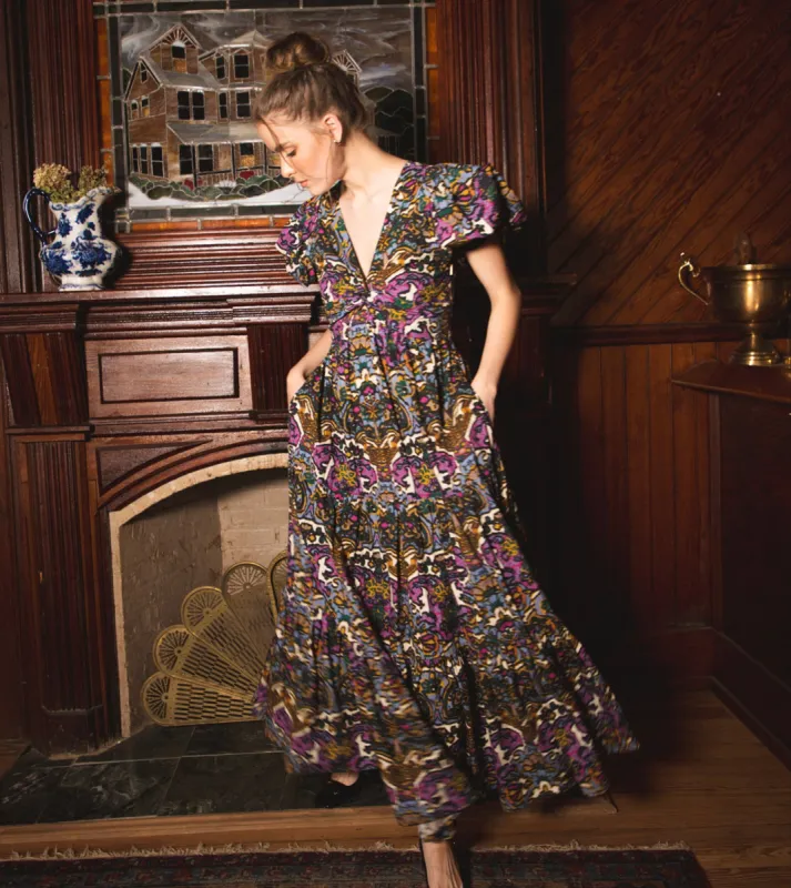 Evita Midi Dress | Mosaic Ikat sold by Cleobella