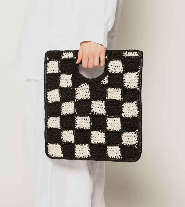 Soledad Crochet Clutch | Black/Ivory made by Cleobella
