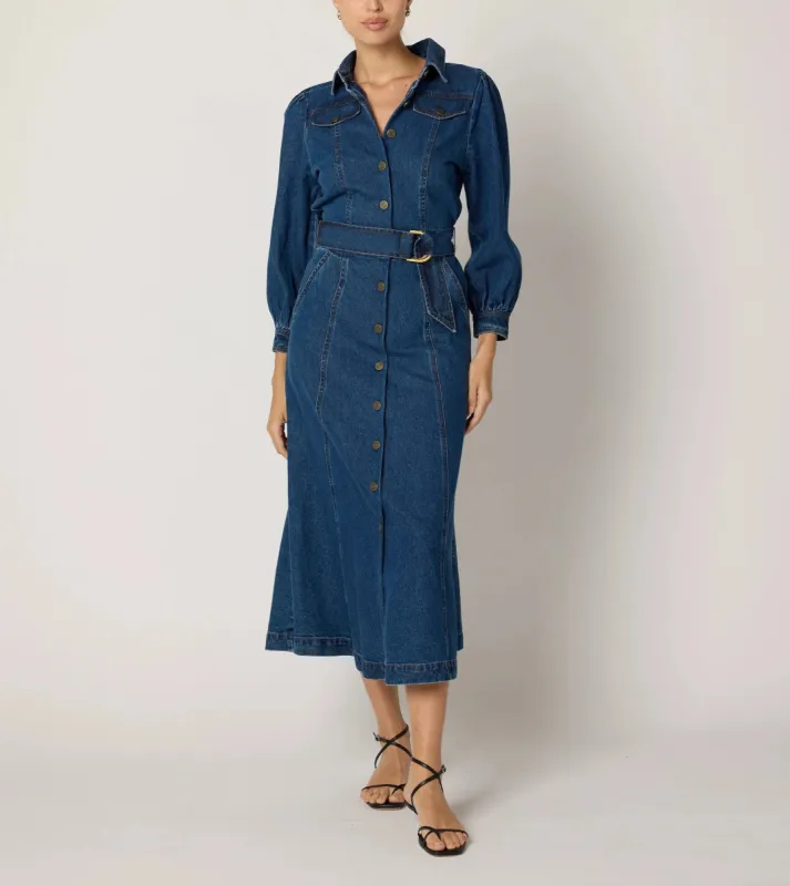 Naya Midi Dress | Denim sold by Cleobella