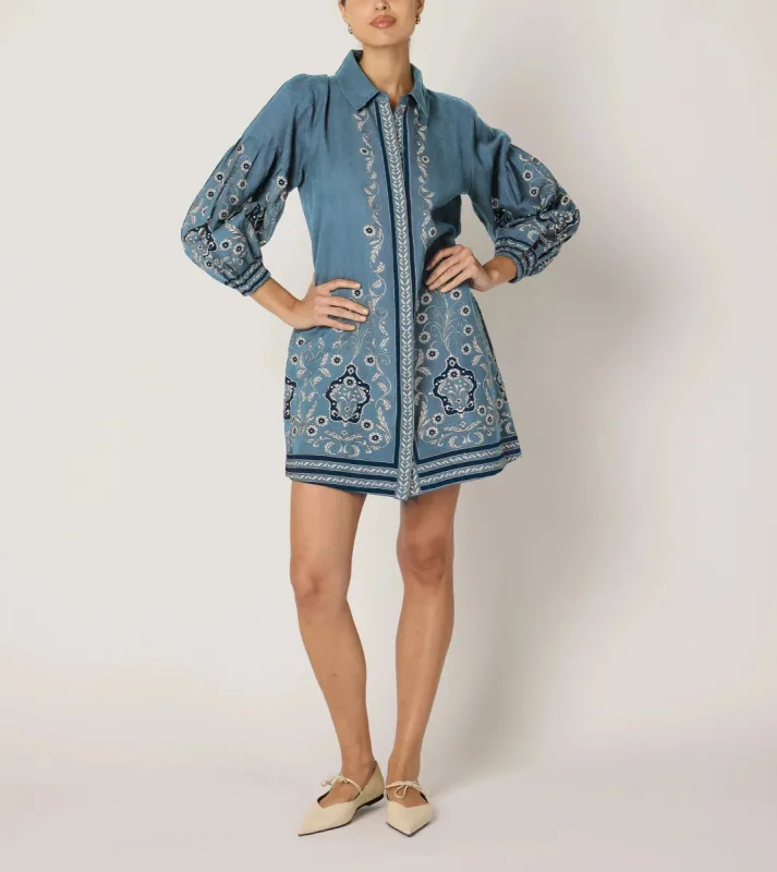 Anouk Mini Dress | Cardamon Blue sold by Cleobella