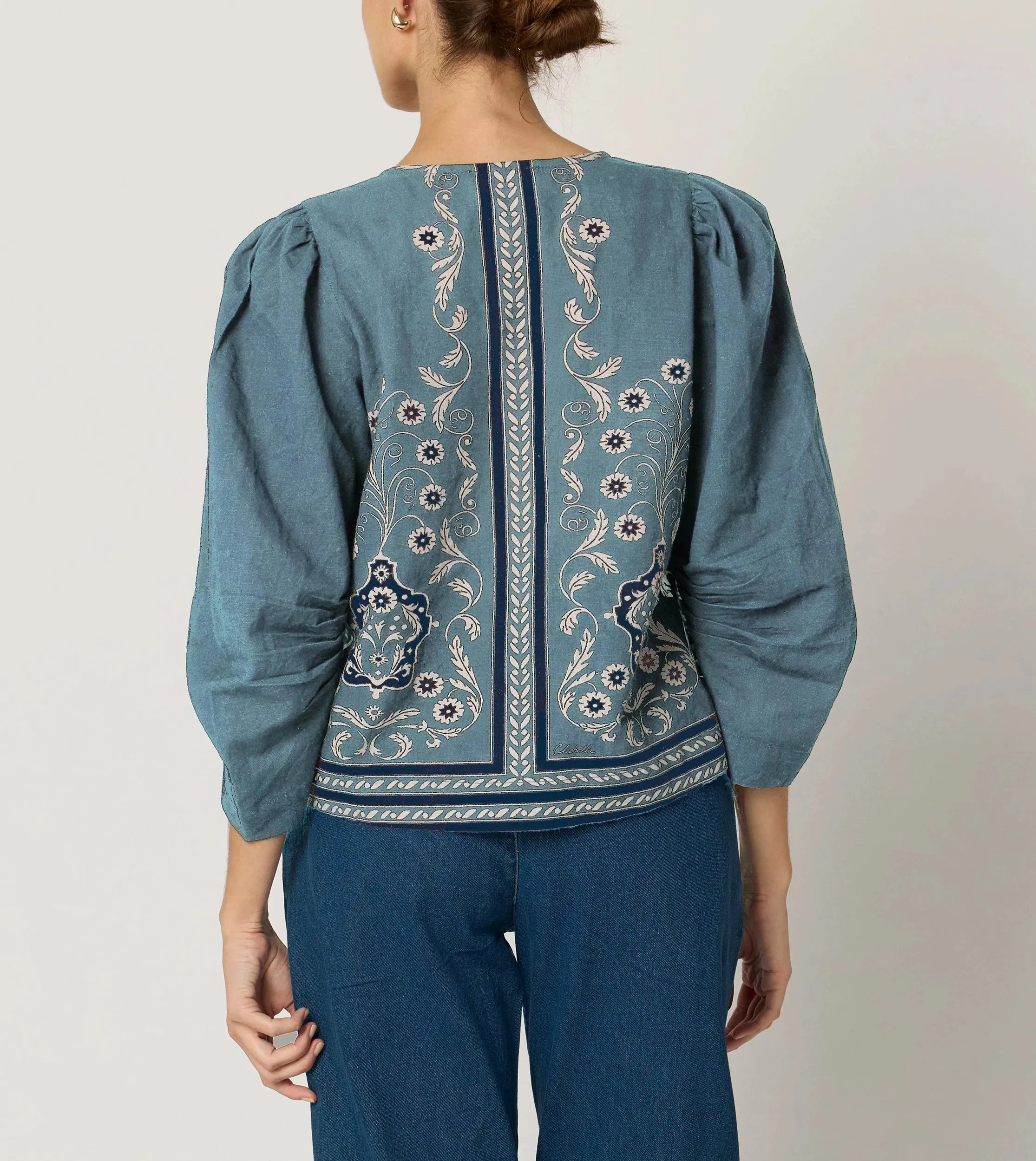 Farrah Blouse | Cardamon Blue sold by Cleobella product image thumbnail 3