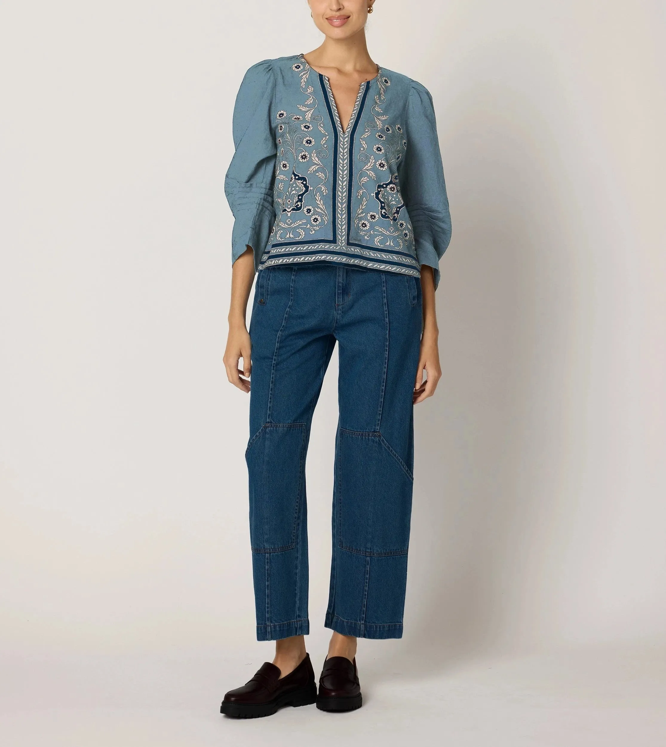 Farrah Blouse | Cardamon Blue sold by Cleobella product image thumbnail 2