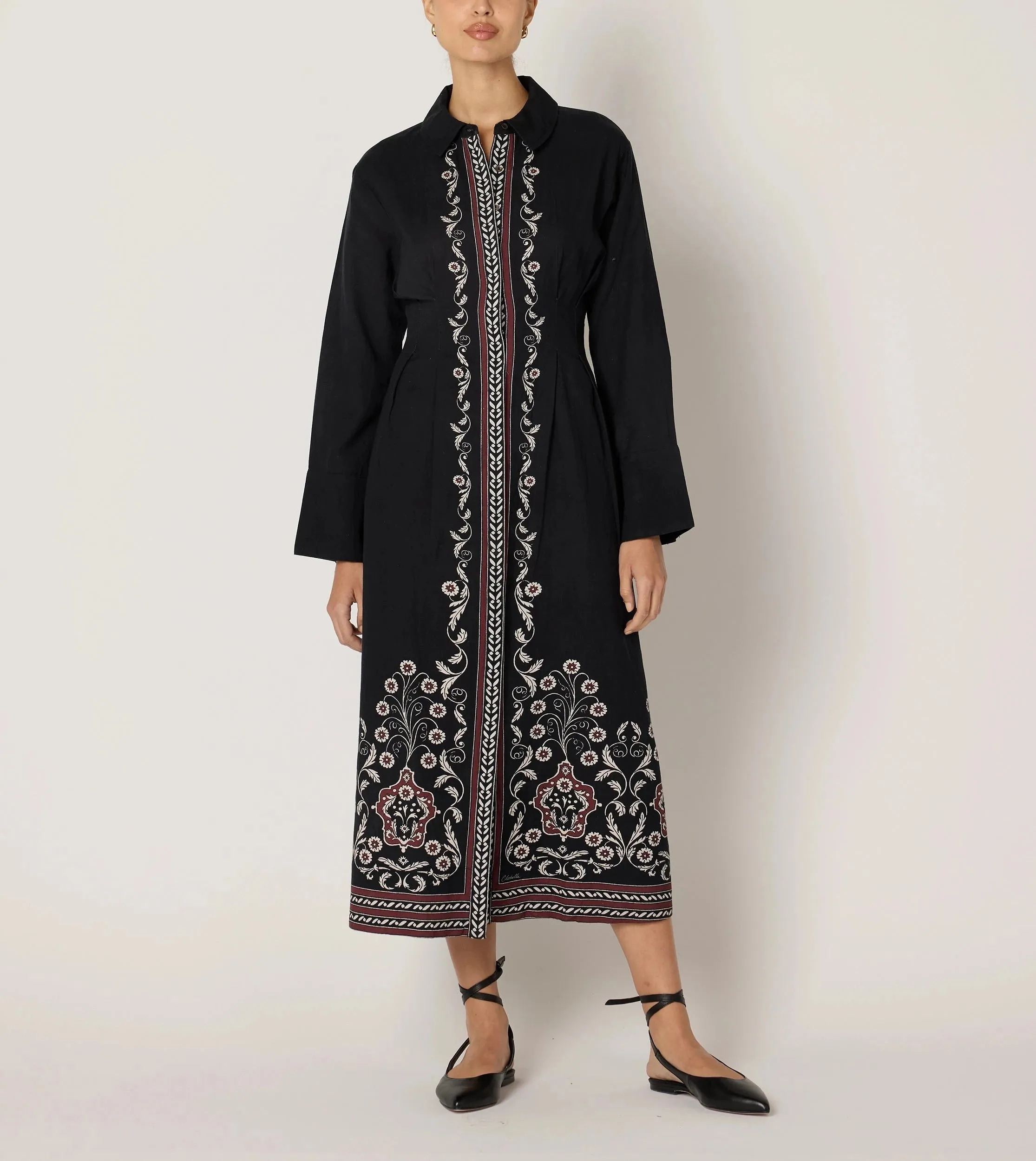 Mirela Midi Dress | Cardamon Black sold by Cleobella