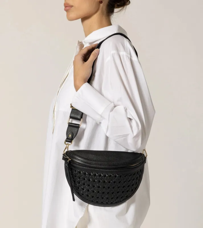 Doris Weave Crossbody | Black sold by Cleobella