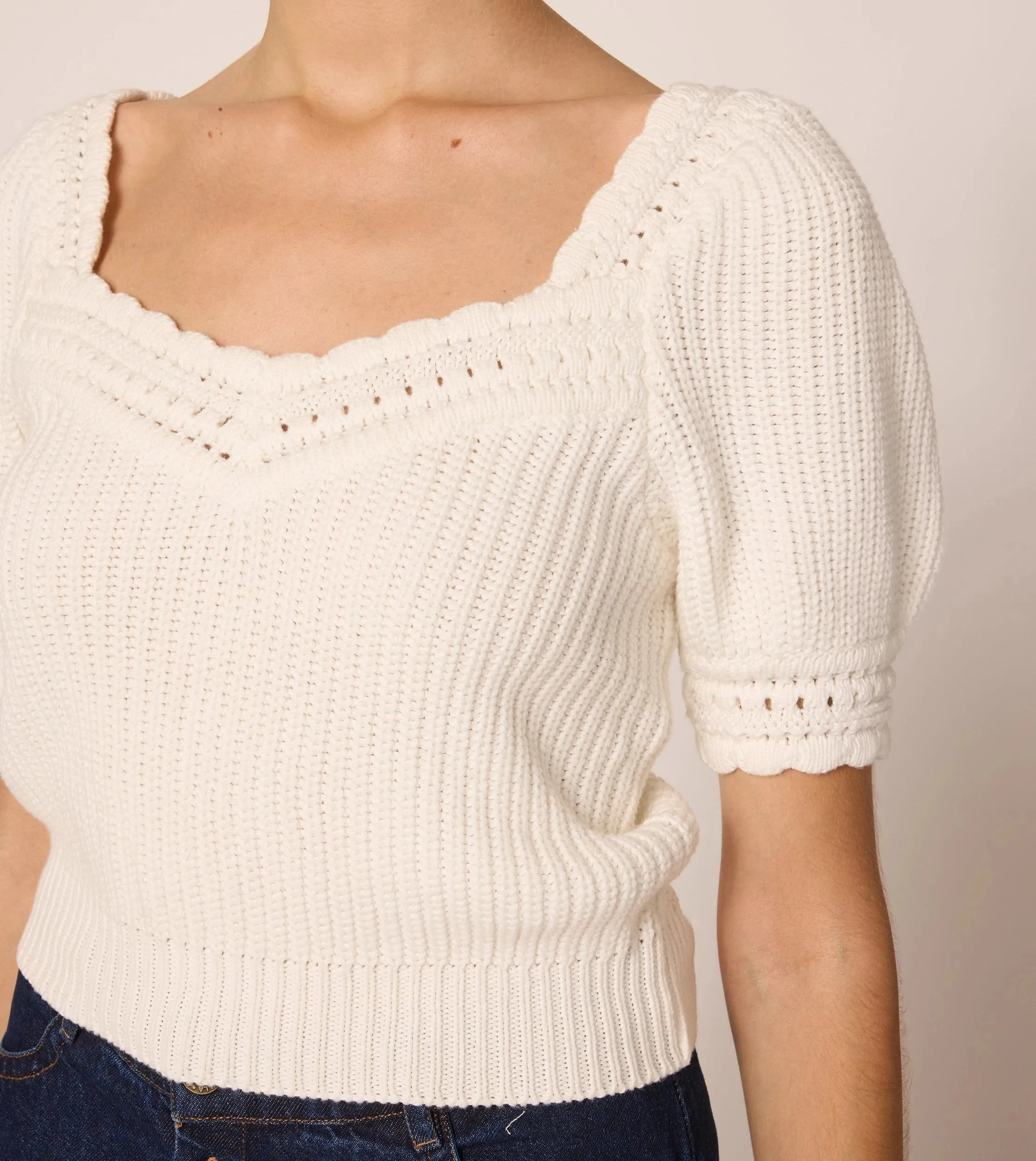 Rowan Cropped Sweater Top | Ivory sold by Cleobella product image thumbnail 2